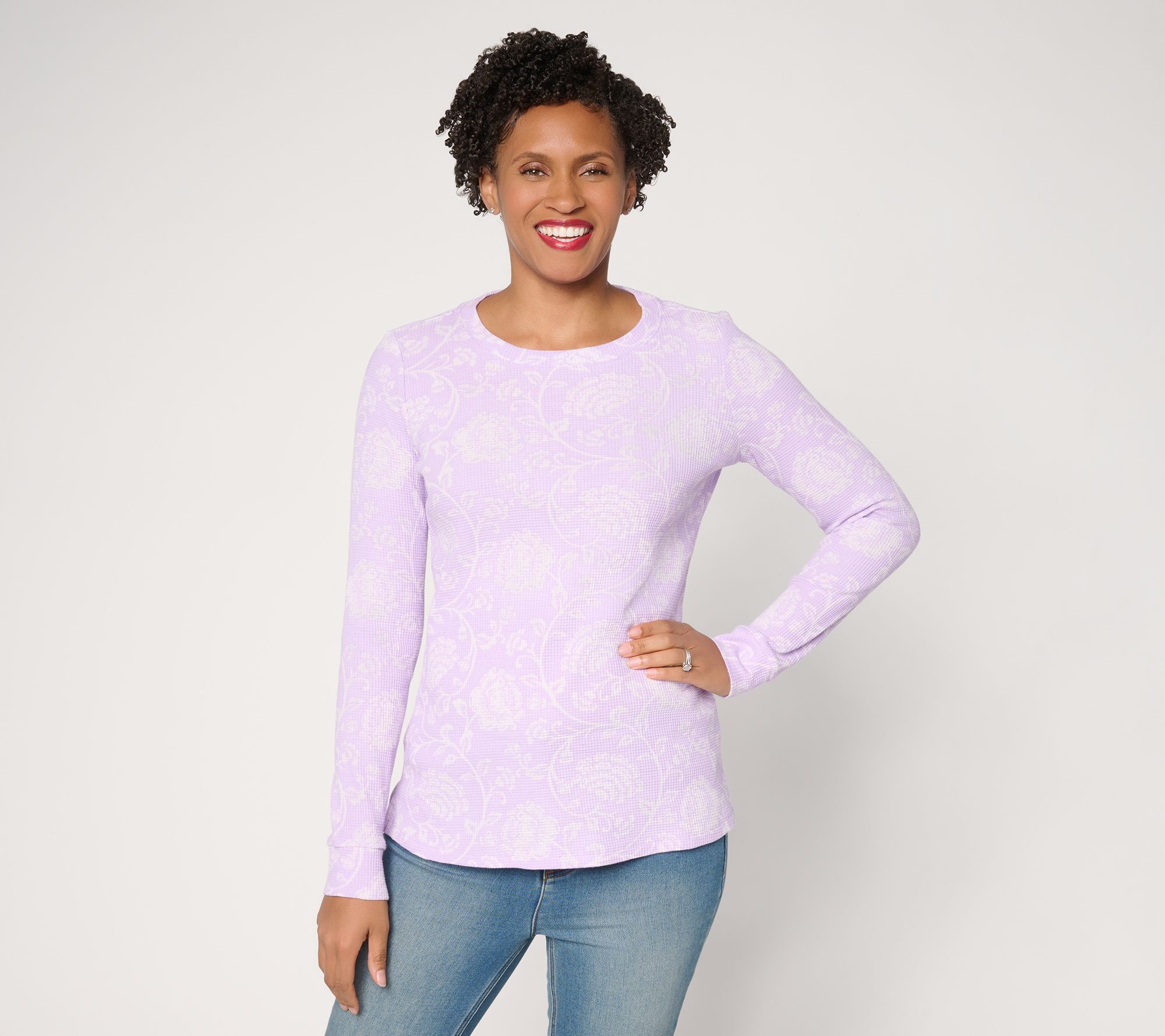 Belle by Kim Gravel Baby Waffle Retro Rose Long Sleeve Top