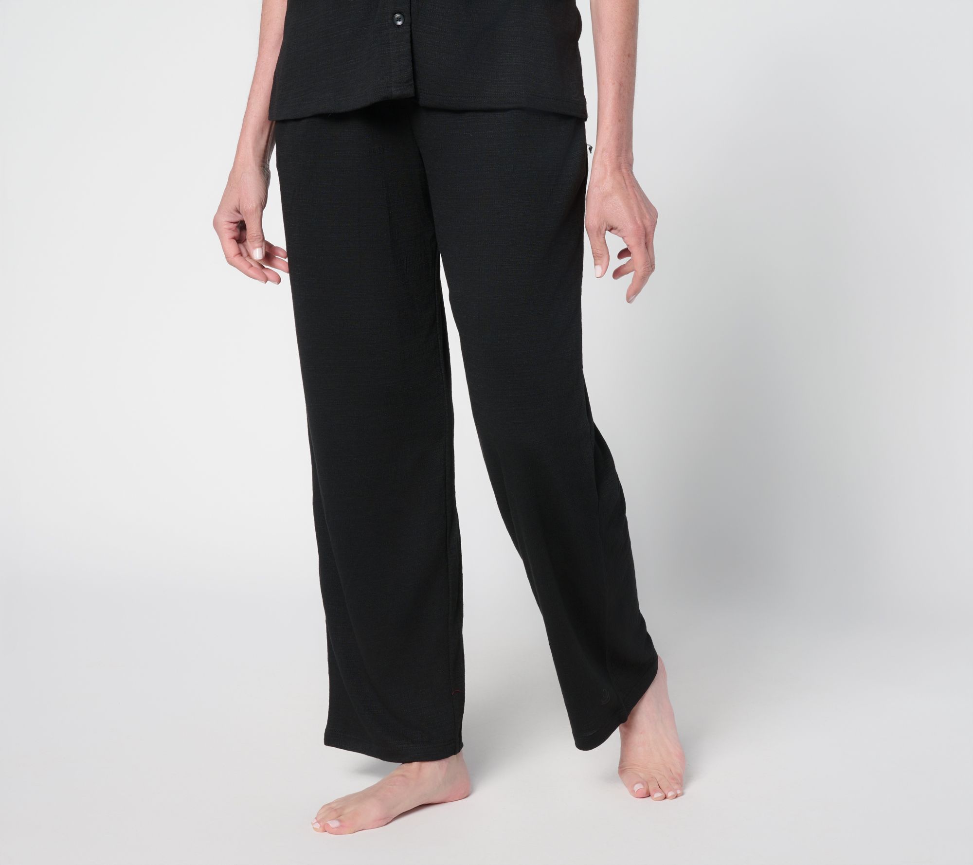 "As Is" Cuddl Duds Slub Knit Straight Leg Lounge Pant