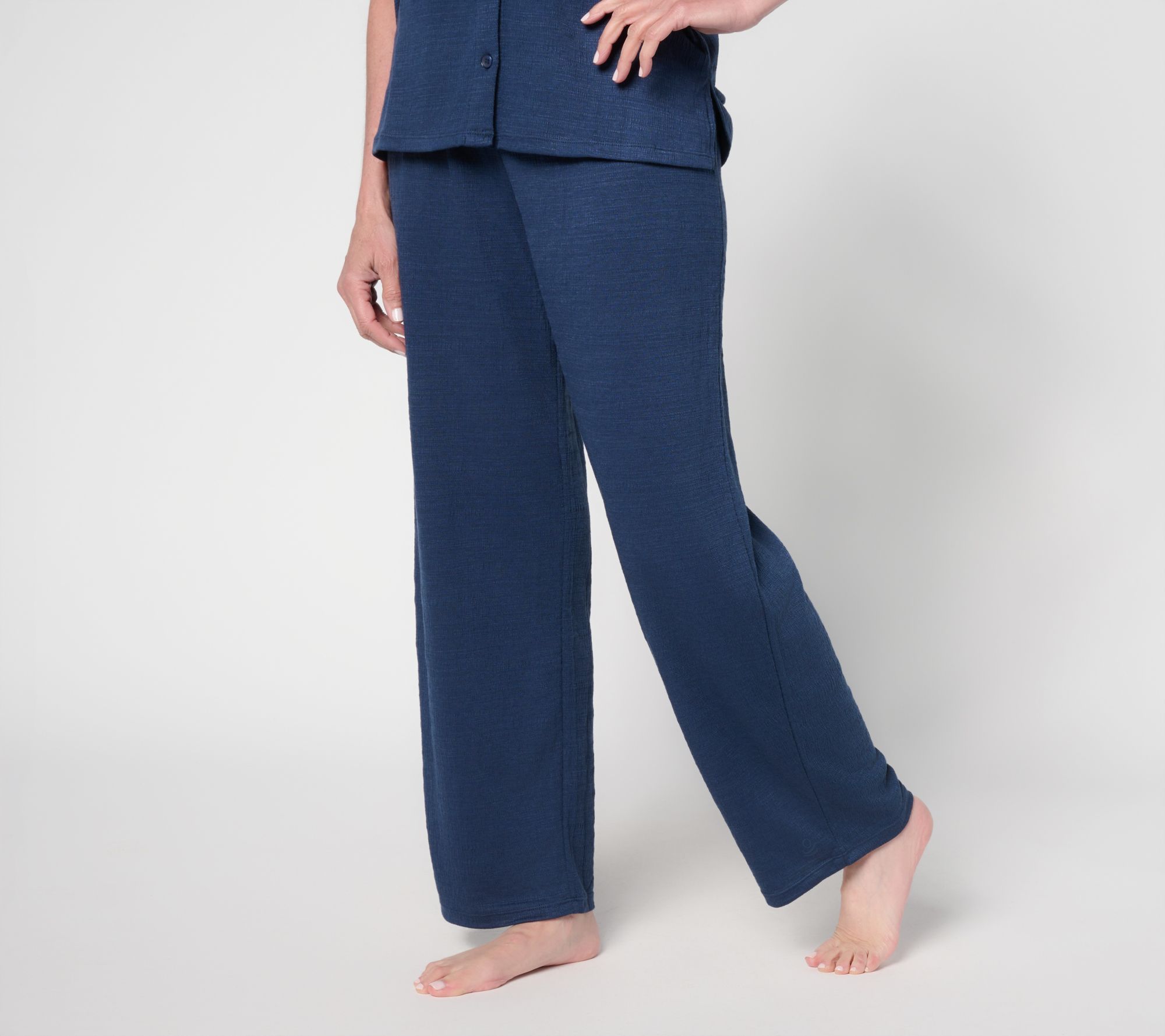 "As Is" Cuddl Duds Slub Knit Straight Leg Lounge Pant