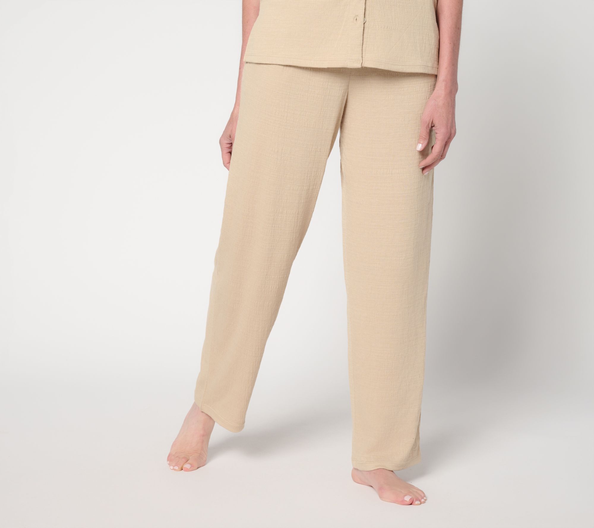 "As Is" Cuddl Duds Slub Knit Straight Leg Lounge Pant