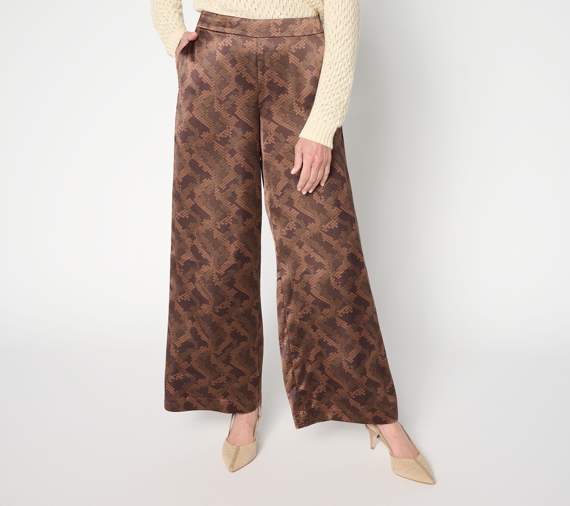 "As Is" BEAUTIFUL by Lawrence Zarian Petite Pull On Wide Leg Pant