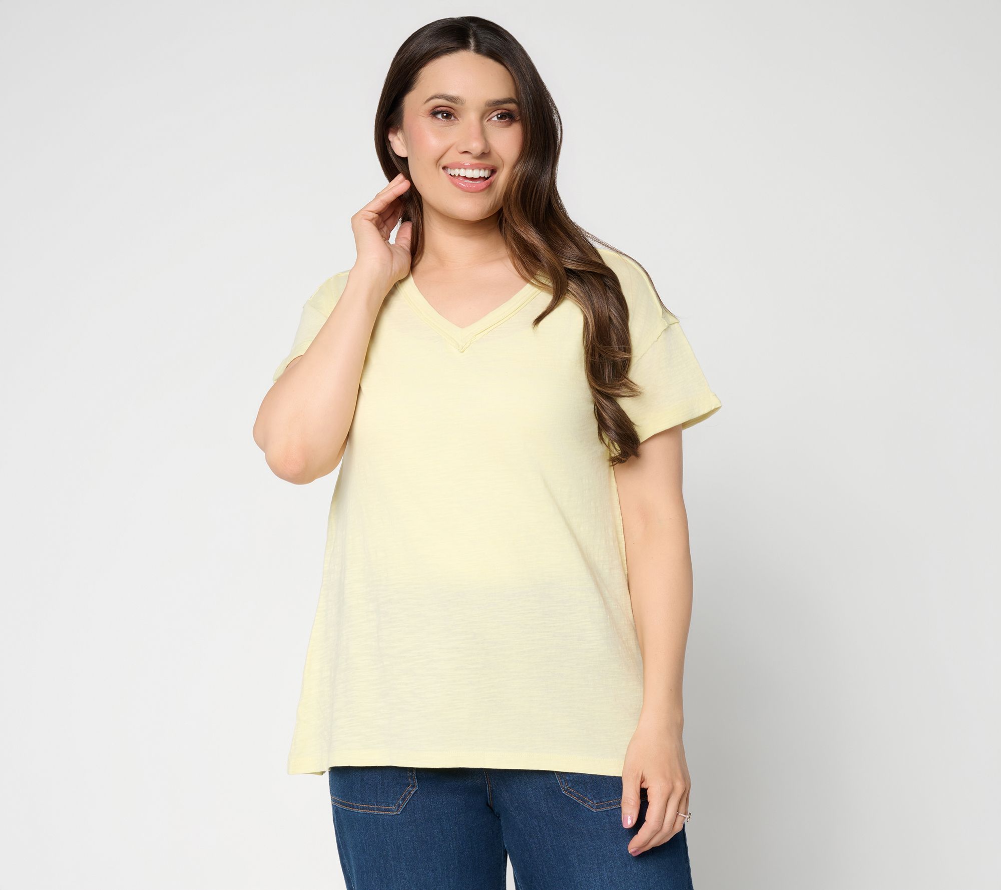  LOGO Principle by Lori Goldstein 100% Cotton V-Neck Tee