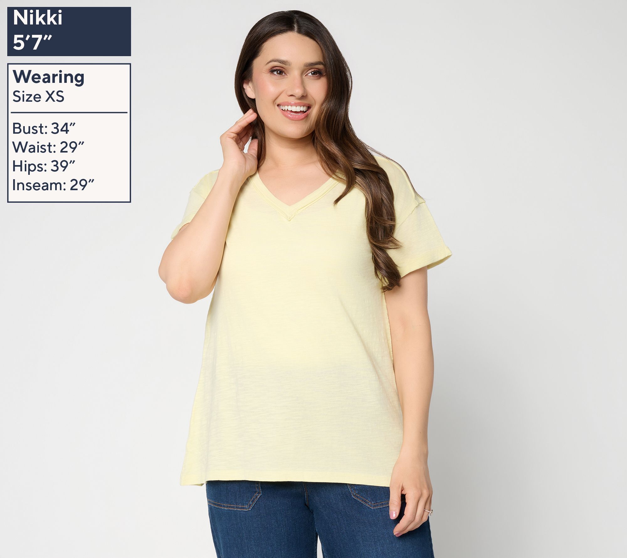 LOGO Principle by Lori Goldstein 100% Cotton V-Neck Tee - QVC.com