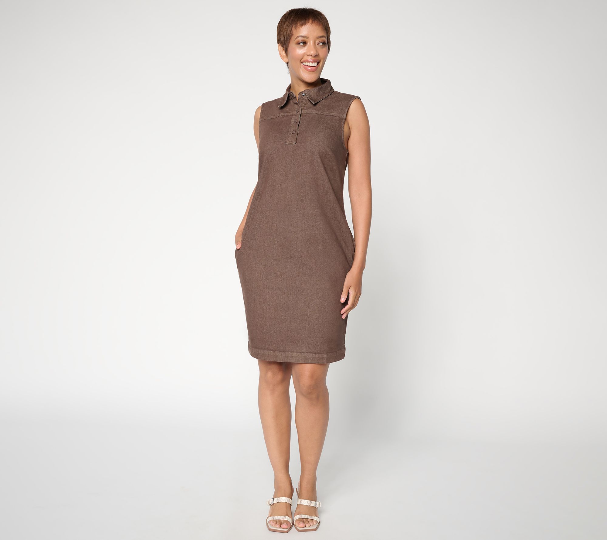 Me by Jennie Garth Petite Color Repreve Denim Shift Dress