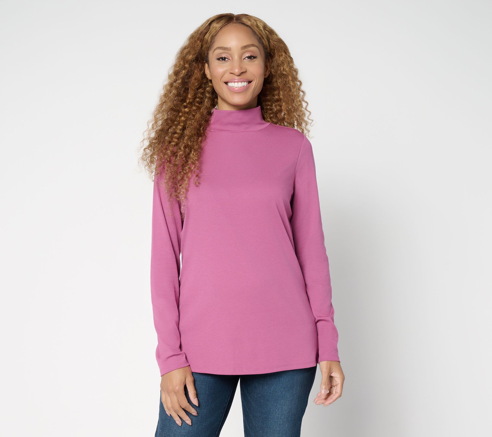 "As Is" Belle by Kim Gravel TripleLuxe Micro Rib Mock Neck Top