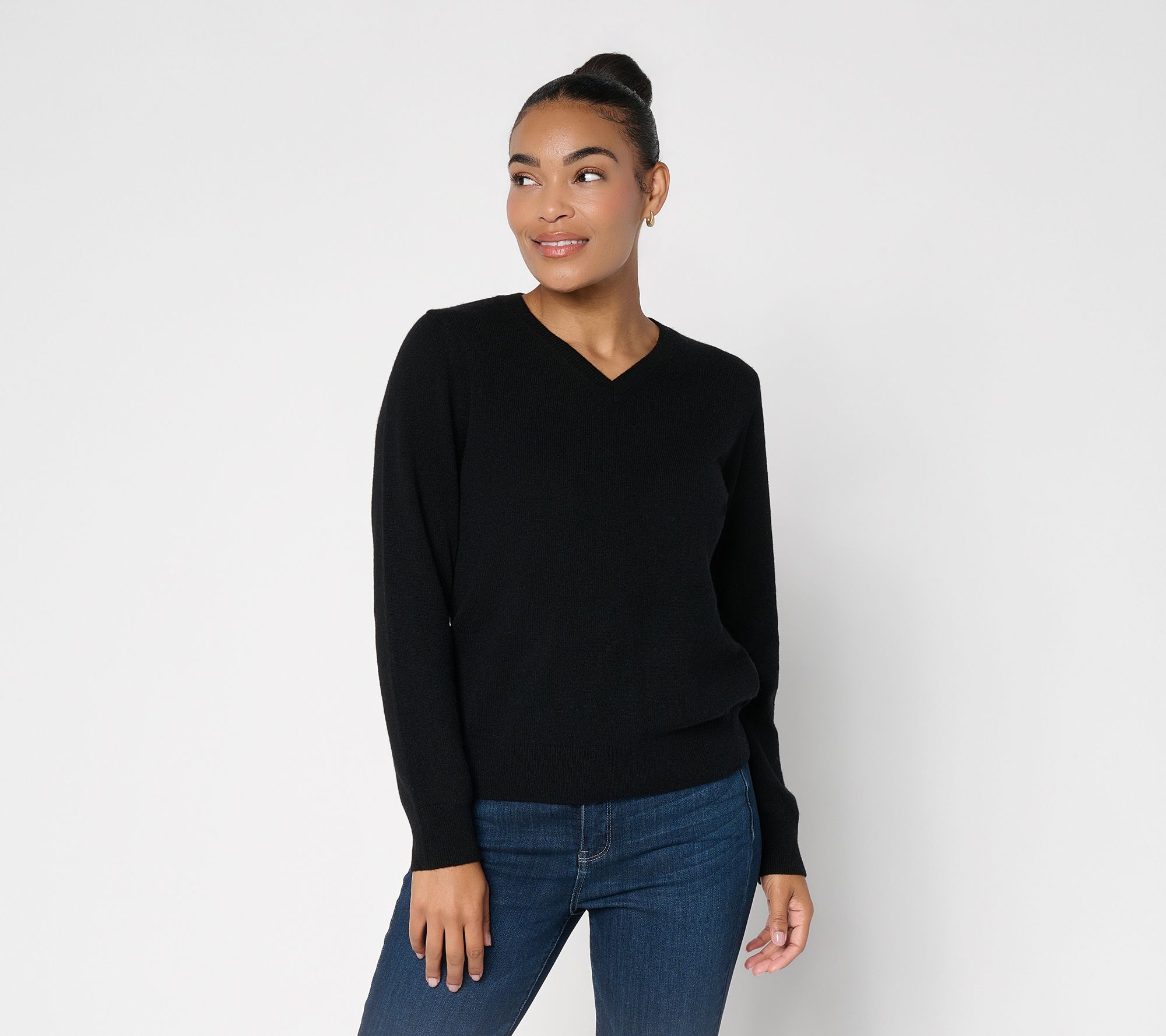 G.I.L.I 100% Cashmere V-Neck Long Sleeve Sweater