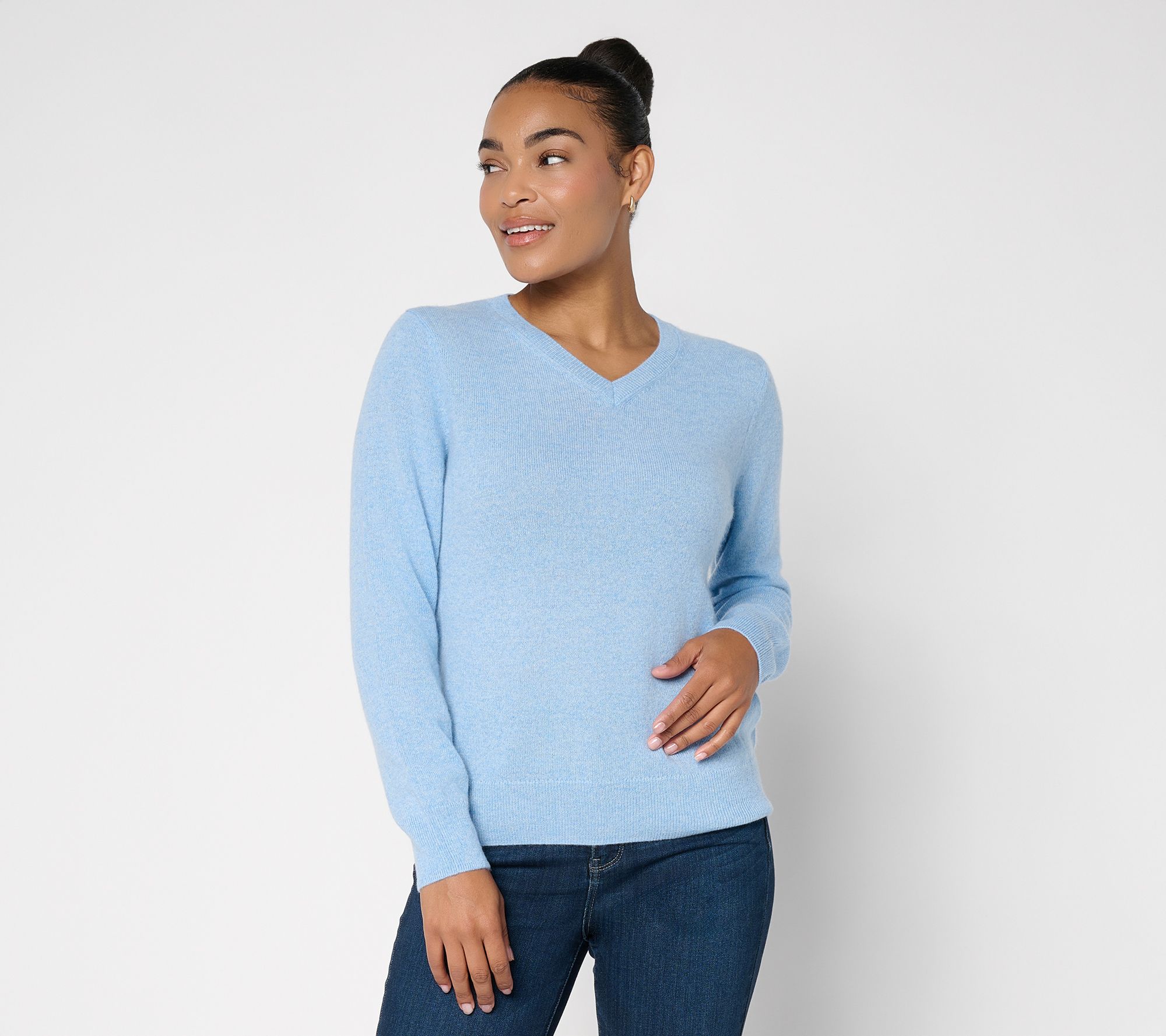 G.I.L.I 100% Cashmere V-Neck Long Sleeve Sweater
