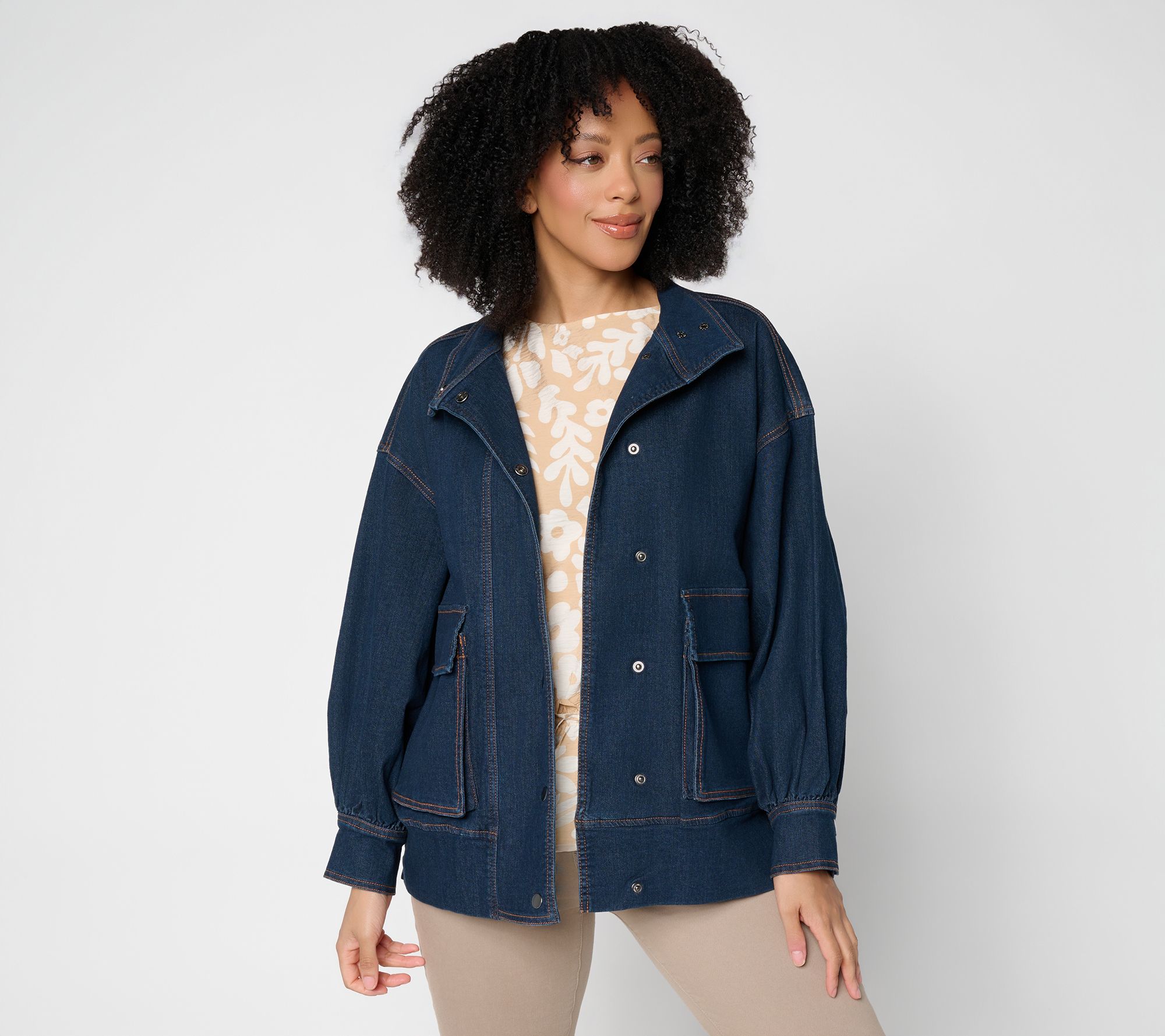 "As Is" Peace Love World Black Label Denim Jacket w/ Billow Sleeve