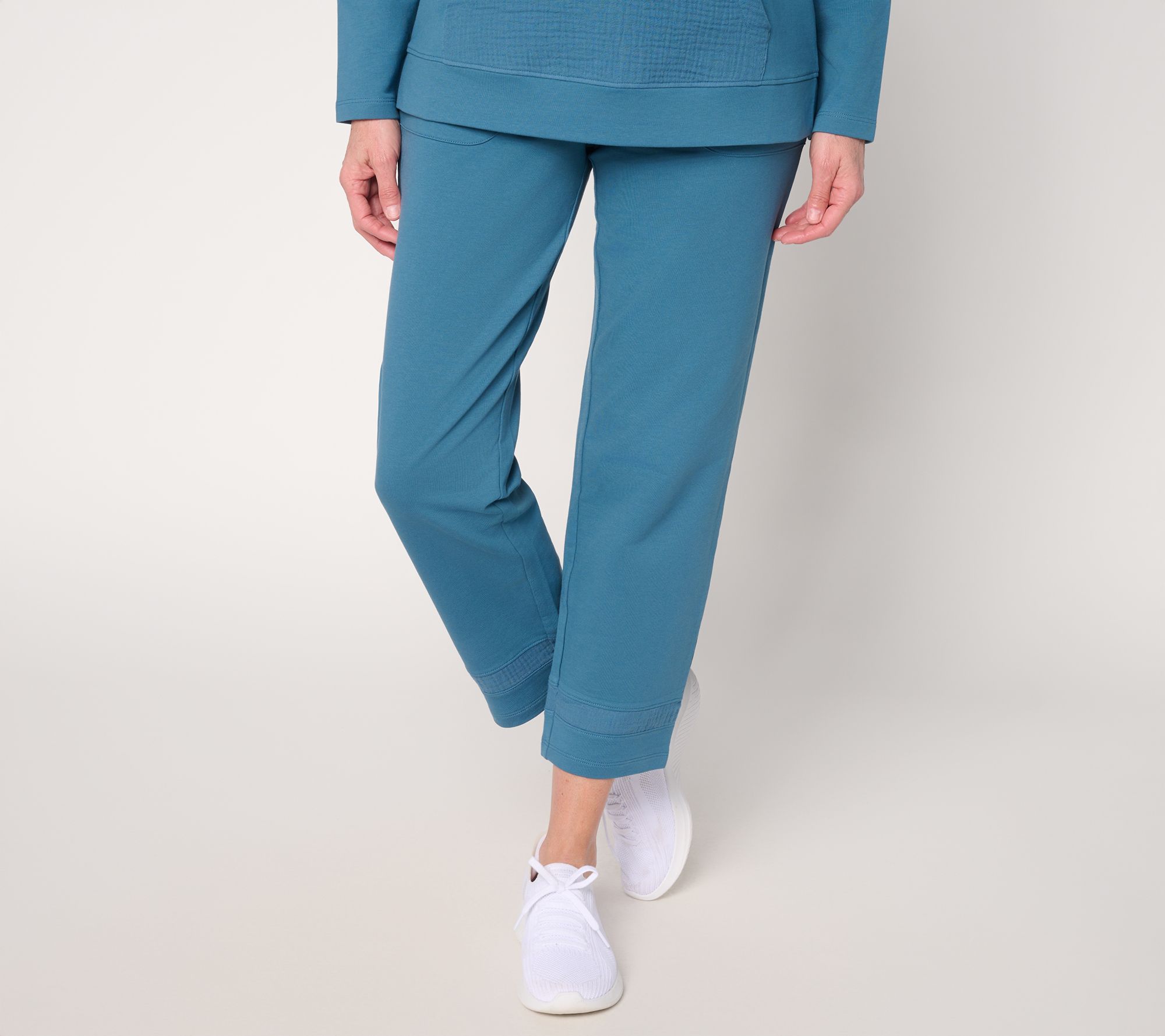 "As Is" Denim & Co. Active Petite French Terry Straight Leg Ankle Pants