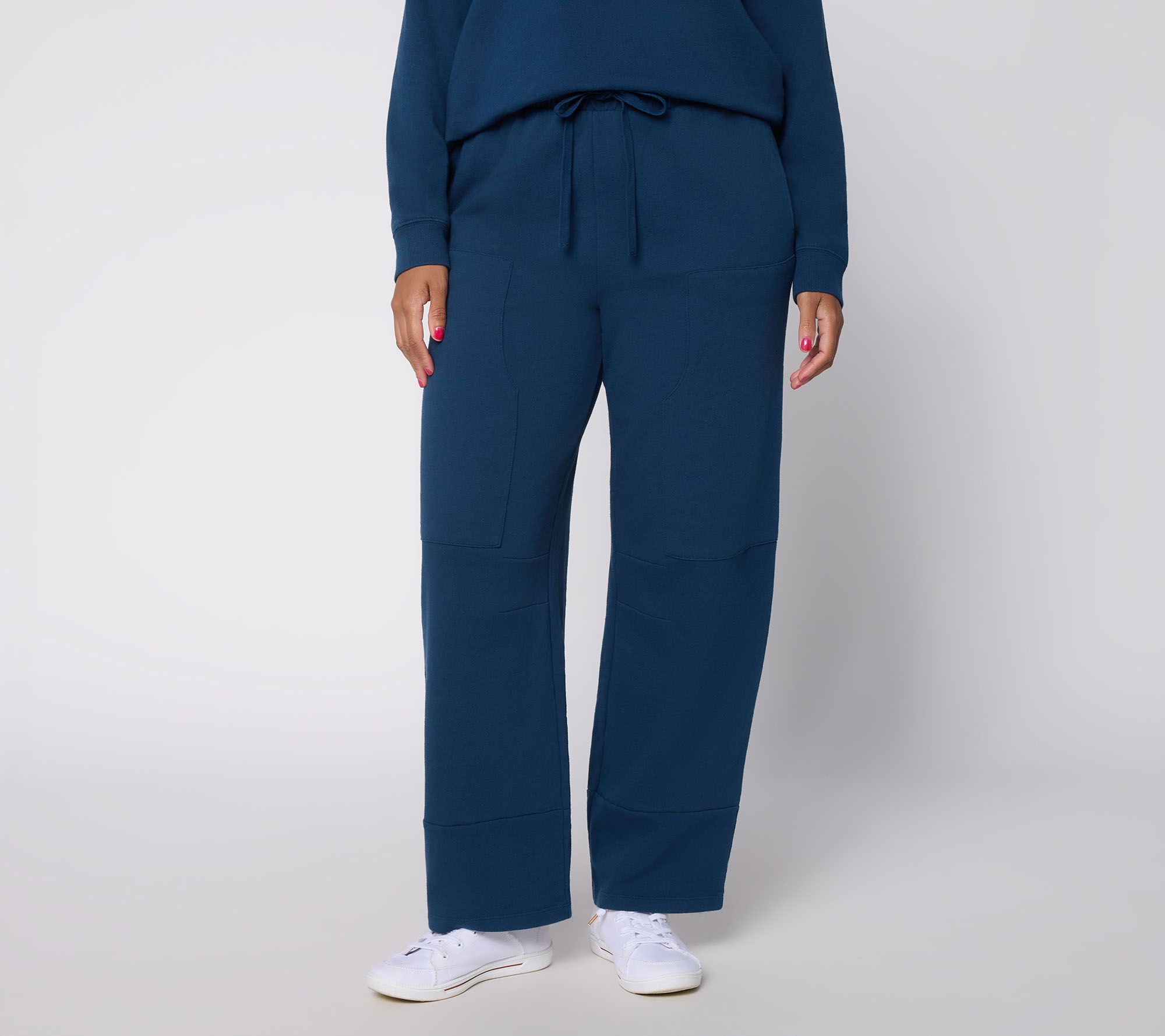 Peace Love World Petite French Terry Pull On Barrel Leg Pant