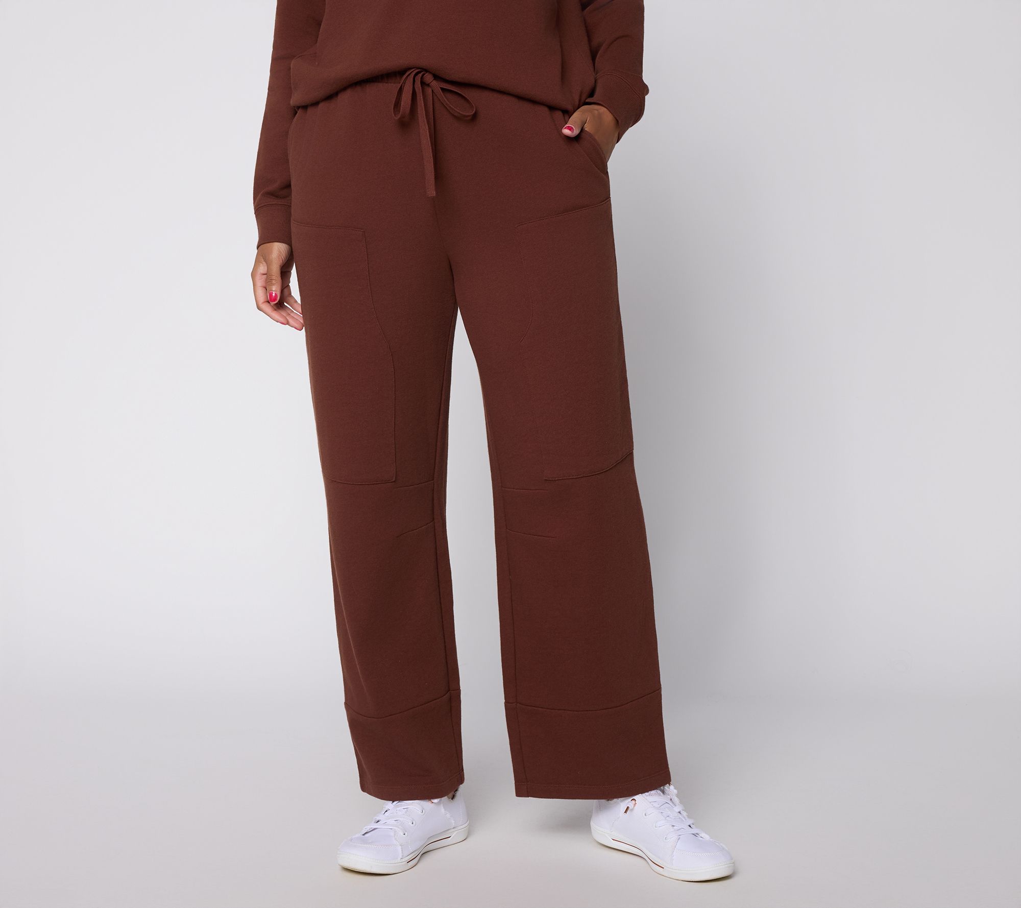 Peace Love World Petite French Terry Pull On Barrel Leg Pant