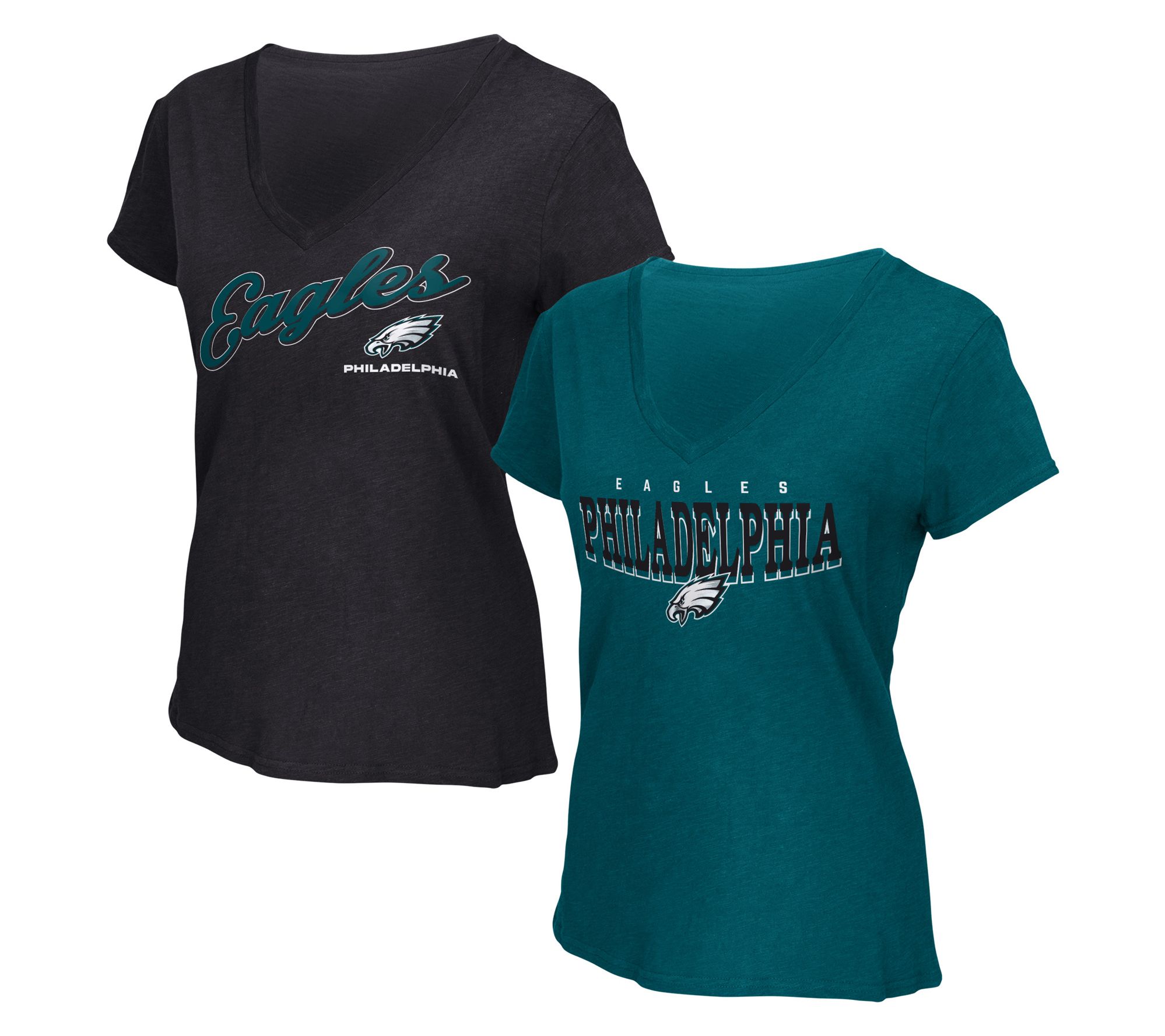 NFL Officially Licensed Women's V-Neck T-Shirts 2-Pack
