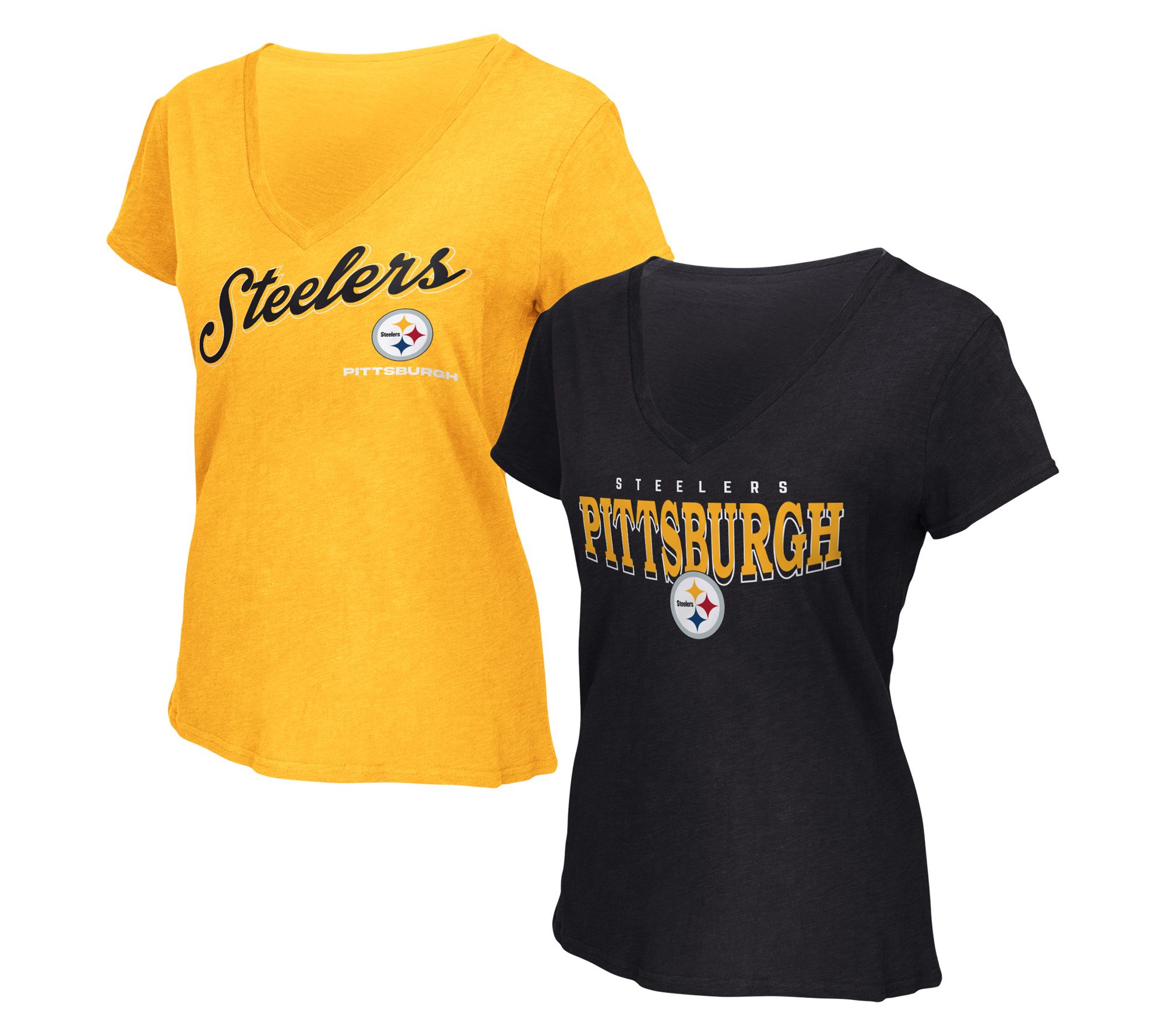 NFL Officially Licensed Women's V-Neck T-Shirts 2-Pack
