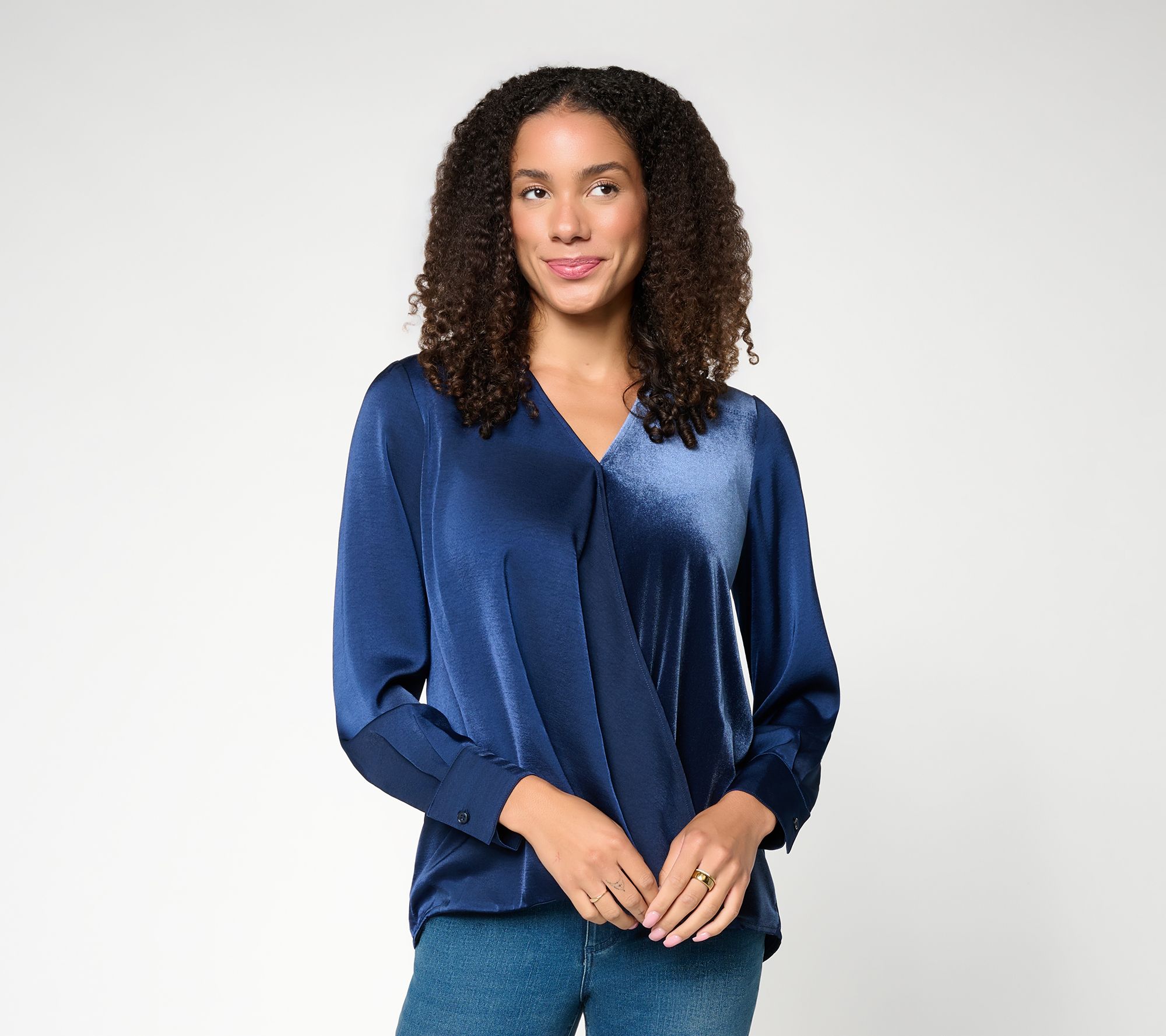  Studio Park x Pat DeMentri Surplice Long Sleeve Blouse