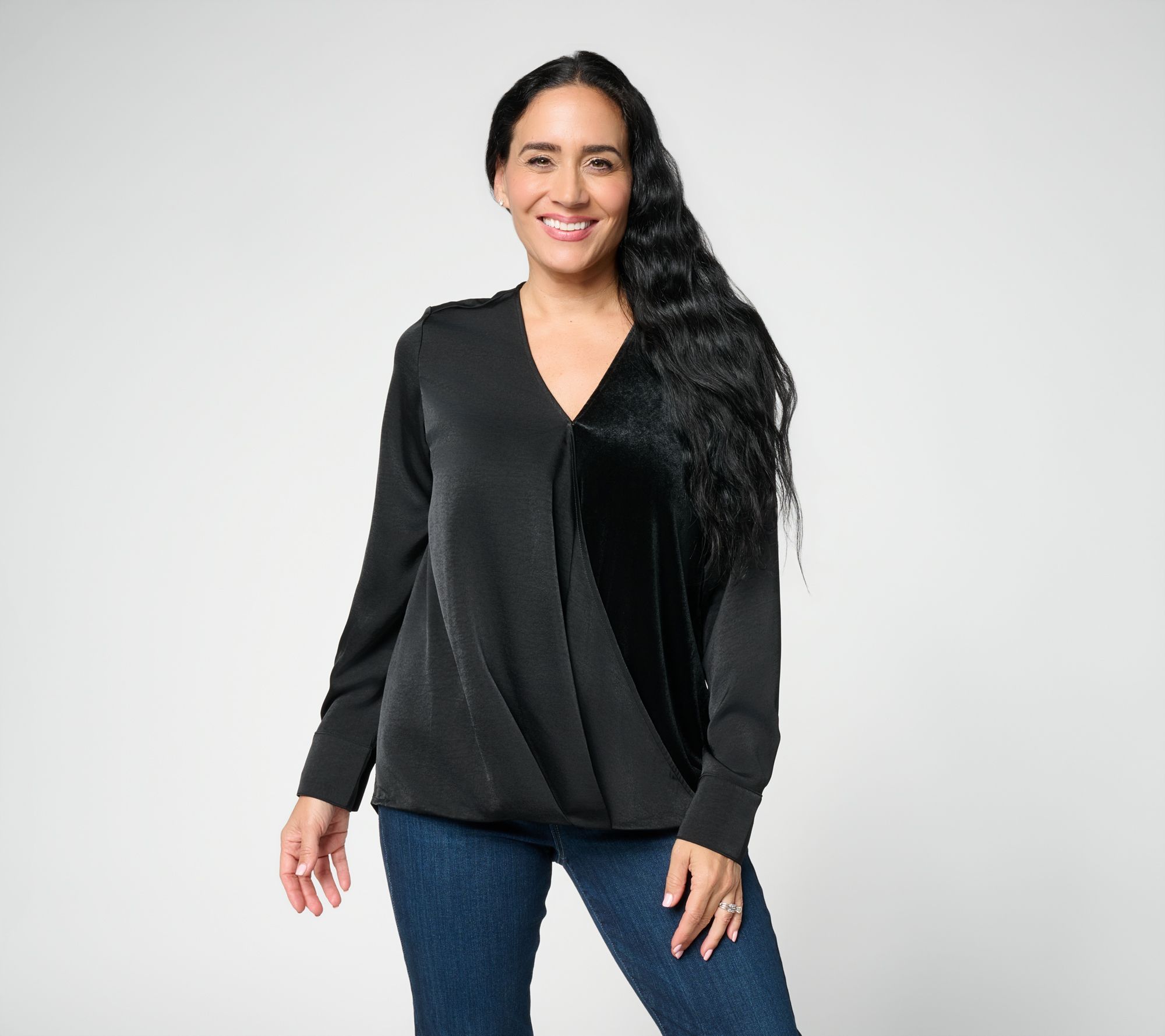Studio Park x Pat DeMentri Surplice Long Sleeve Blouse
