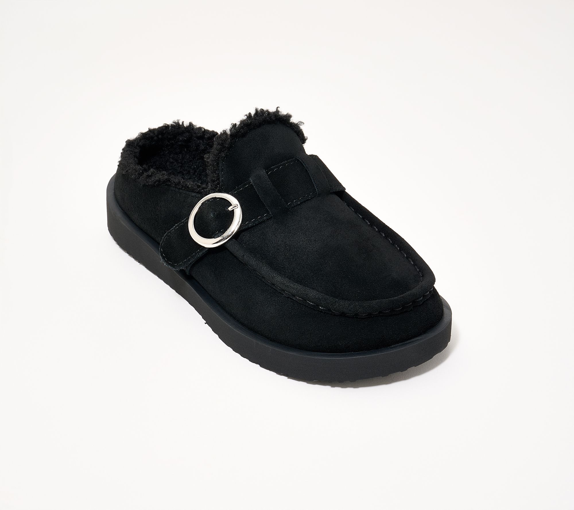 Revitalign Orthotic Suede Buckle Cozy Slides - Alpine Snug