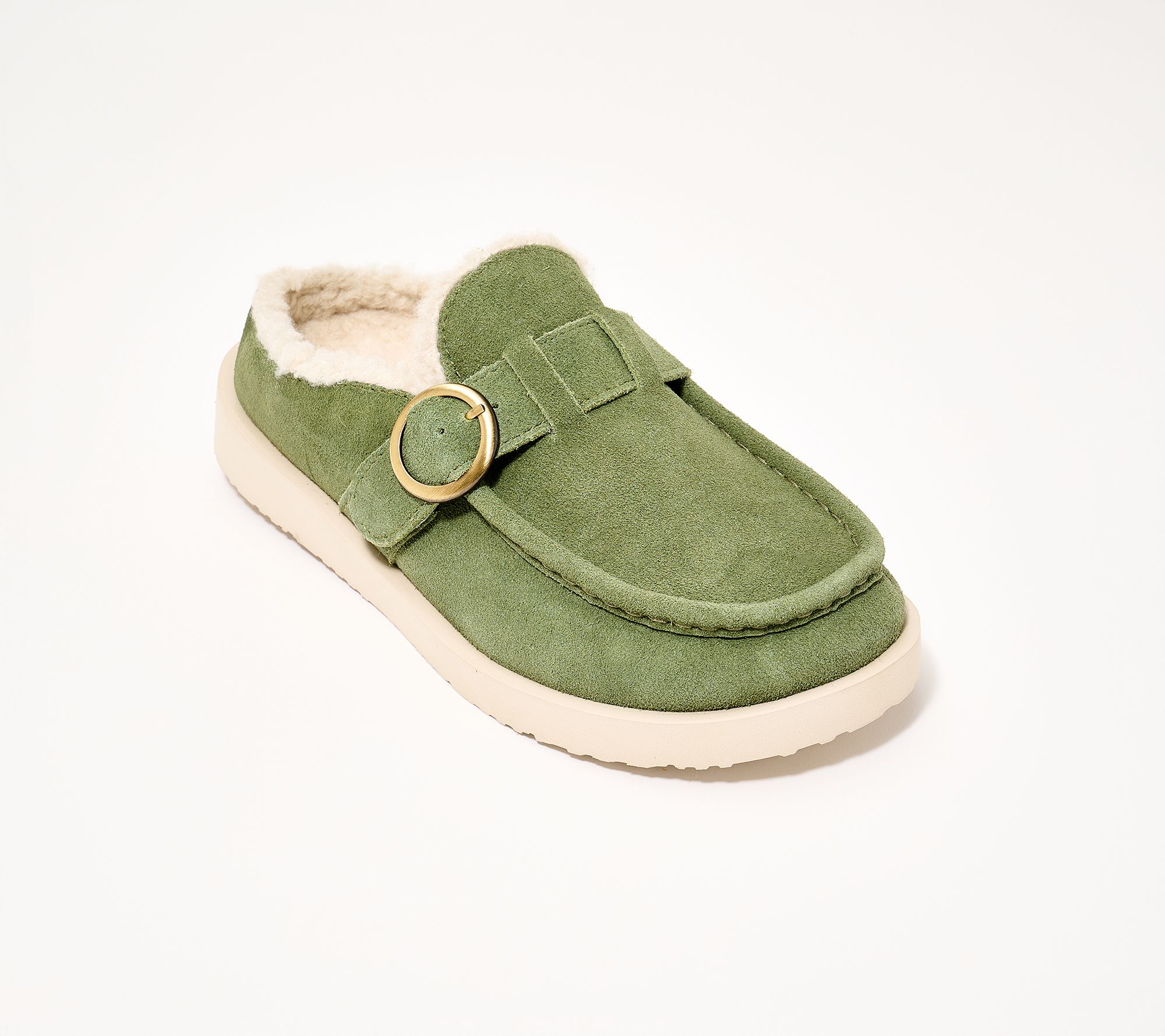 Revitalign Orthotic Suede Buckle Cozy Slides - Alpine Snug
