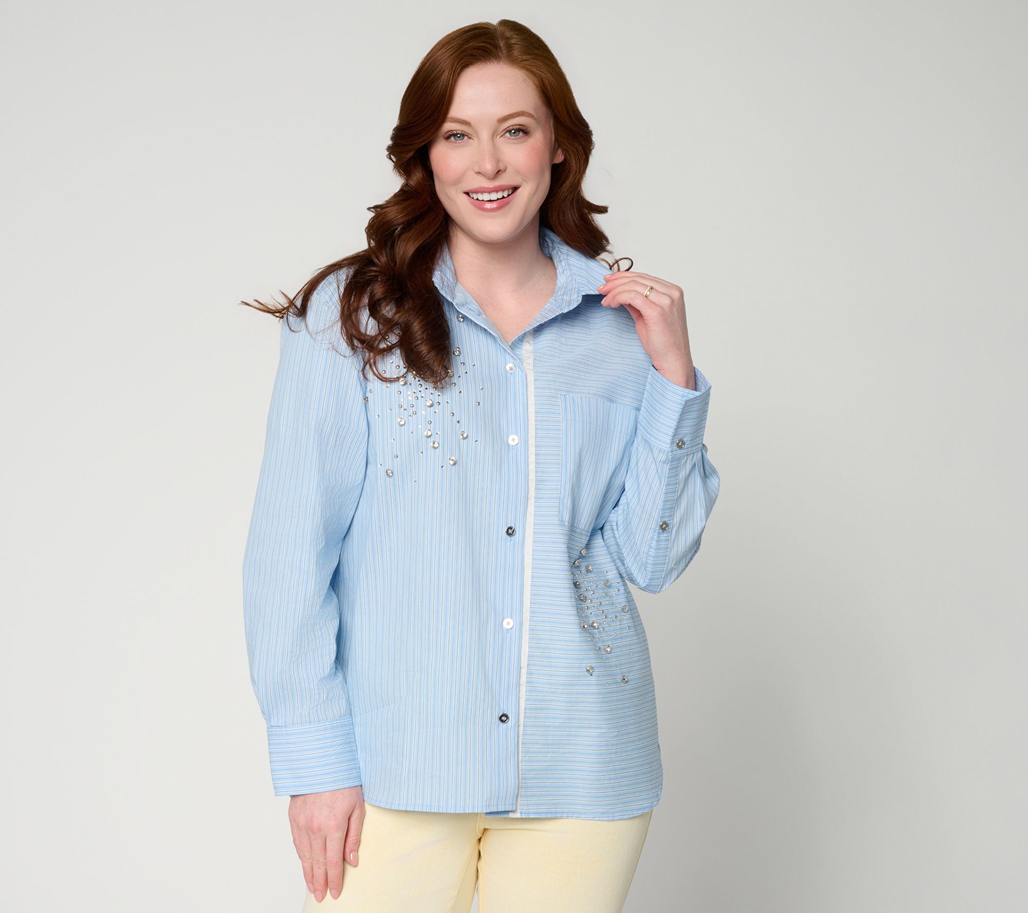 "As Is" RM Studio x Rebecca Minkoff Cotton Poplin Stripe Shirt