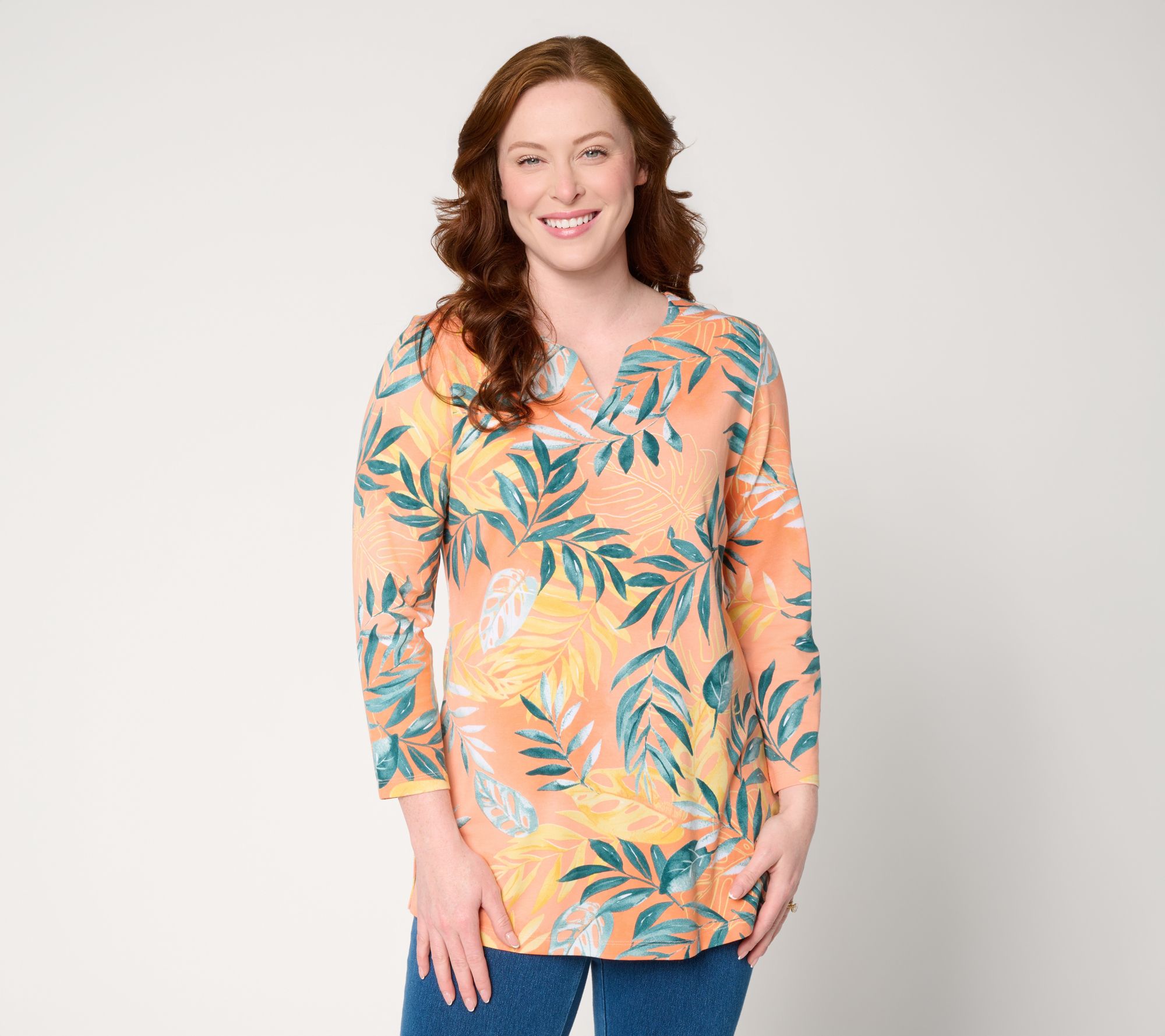 "As Is" Denim & Co. Regular Printed So Soft Jersey Bracelet Sleeve Tunic