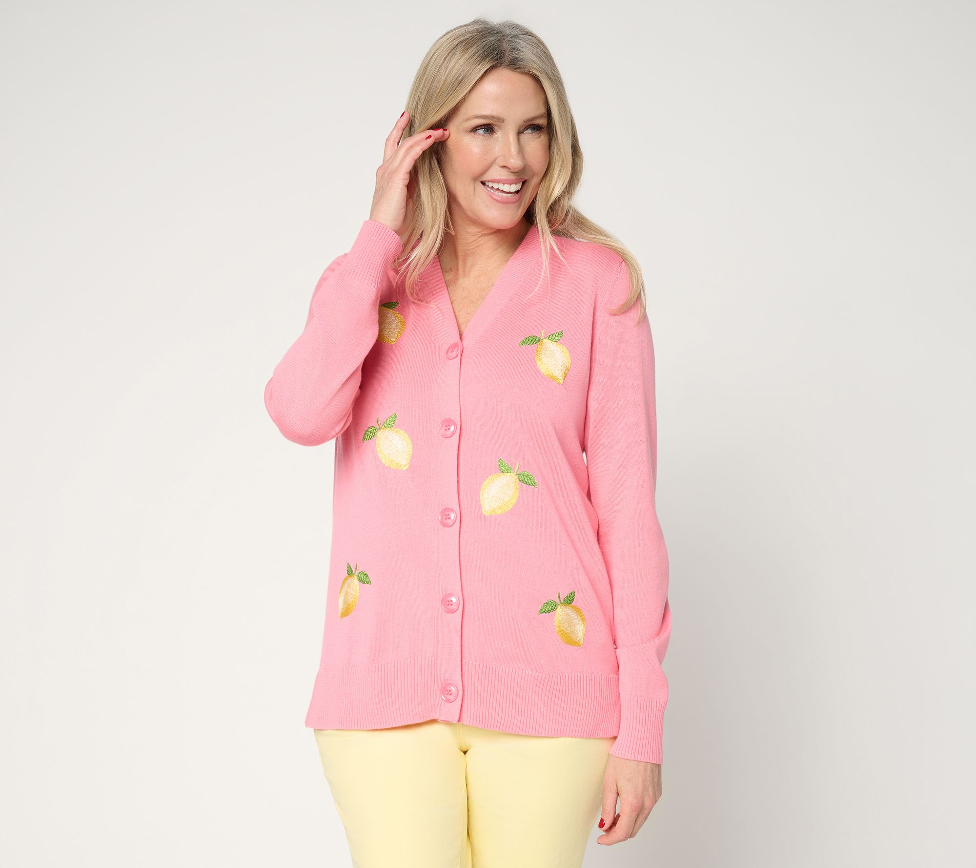 "As Is" Belle by Kim Gravel Zest is More Lemon Button Front Cardigan