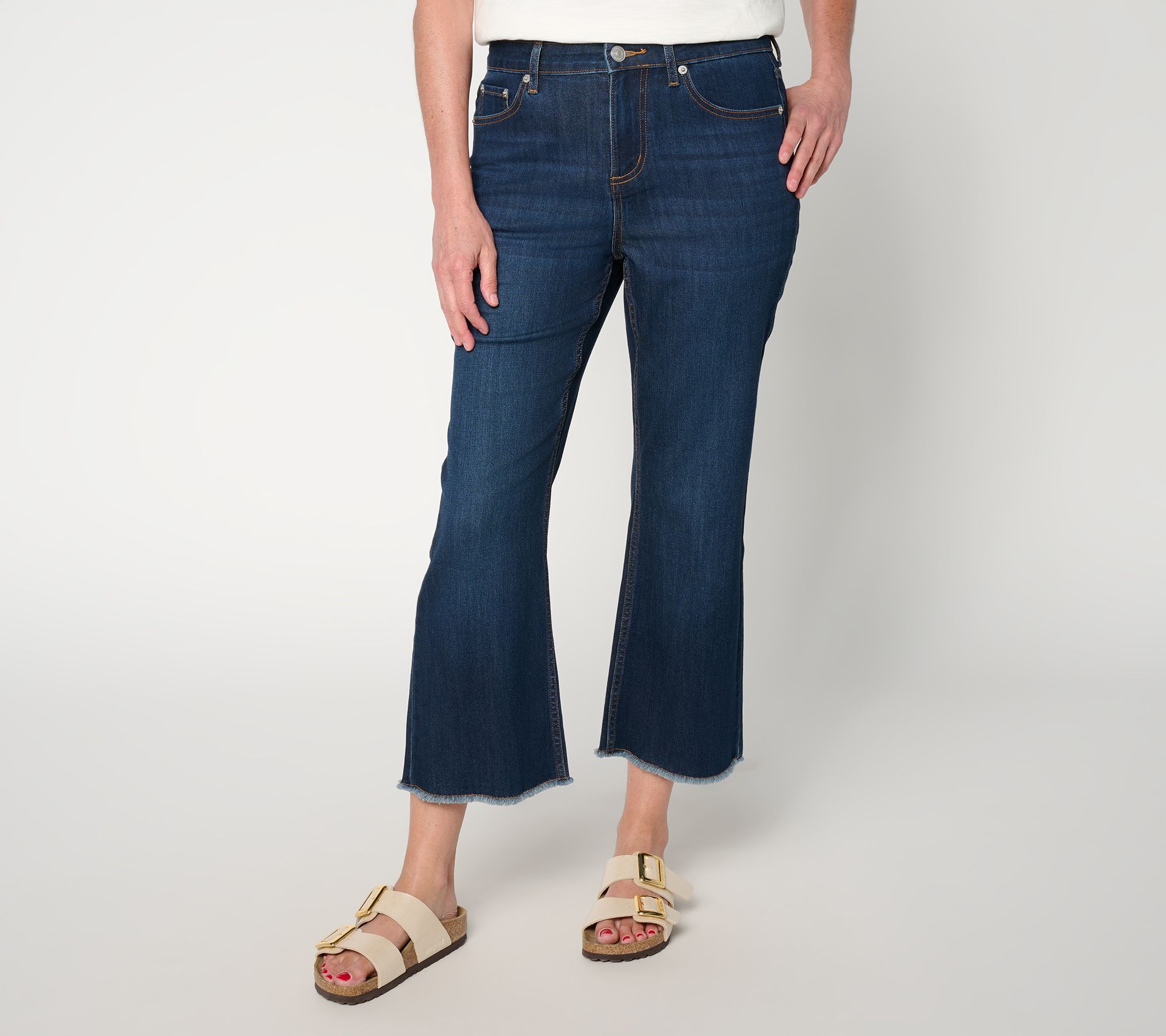 "As Is" LOGO by Lori Goldstein Tall Kick Flare Crop Jeans