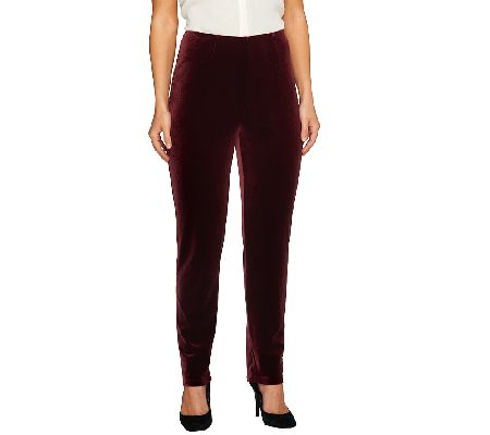 Susan Graver Knit Velvet Slim Leg Pull-On Pants - QVC.com