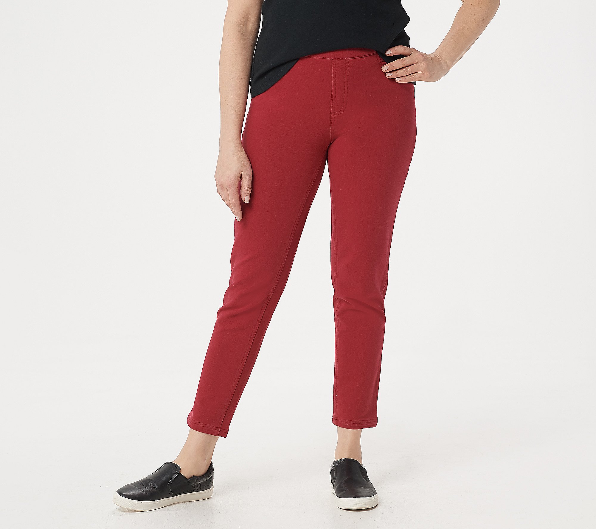 Denim & Co. Comfy Knit Denim Slim Leg 5-Pocket Ankle Jeans - QVC.com