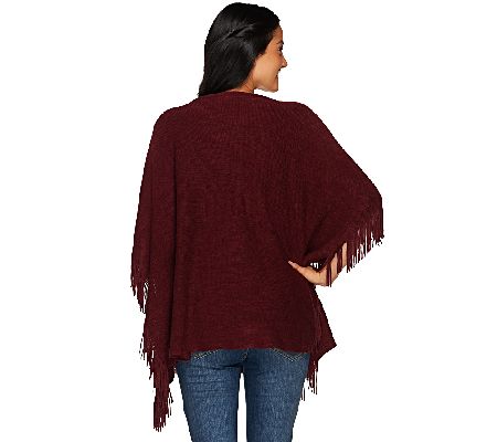 Layers By Lizden Marvelush Cowl Neck Fringed Poncho - Qvc.com