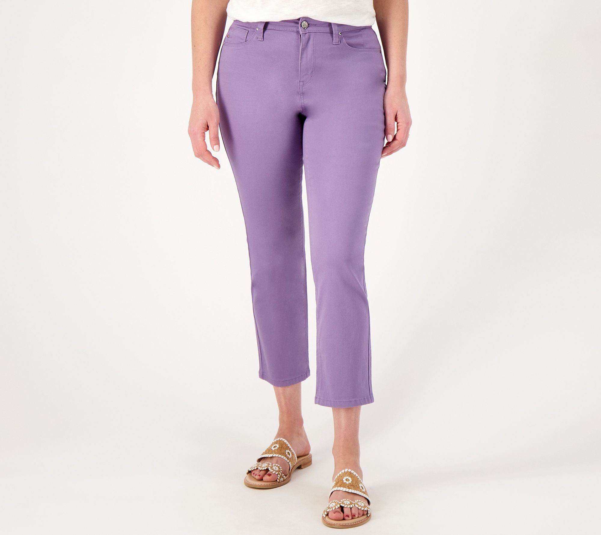 Laurie Felt Regular Wave Denim 5-Pocket Crop Straight Jeans - QVC.com