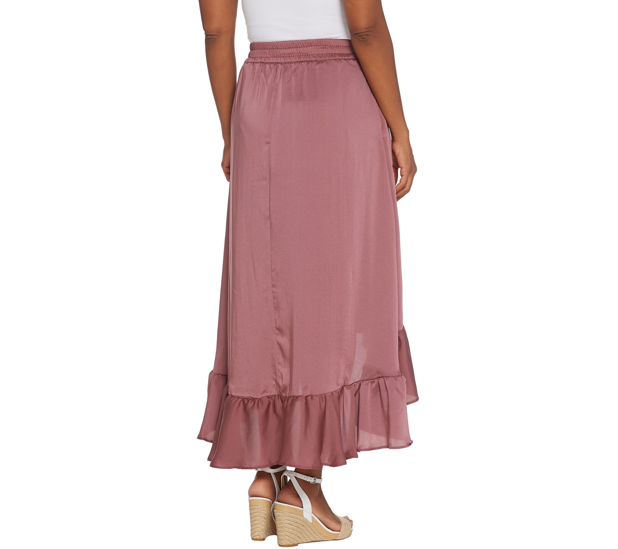 Lisa Rinna Collection Pull-On Faux Wrap Skirt with Ruffles - QVC.com