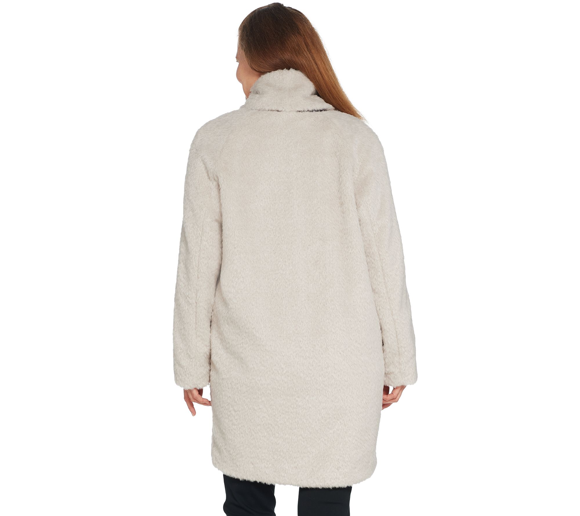 Martha Stewart Faux Fur Coat with Removable Scarf - QVC.com