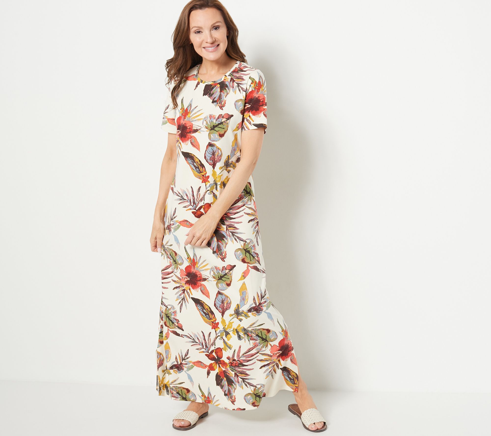 "As Is" Denim & Co. Beach Regular Short Sleeve Maxi Dress