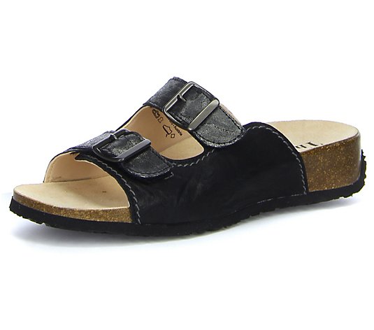 Think! Leather Adjustable Slide Sandals- Mizzi