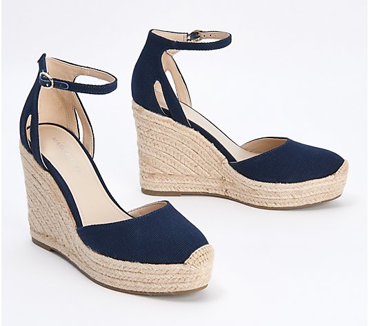 "As Is" Marc Fisher Canvas or Snake Print Espadrille Wedges-Teelan