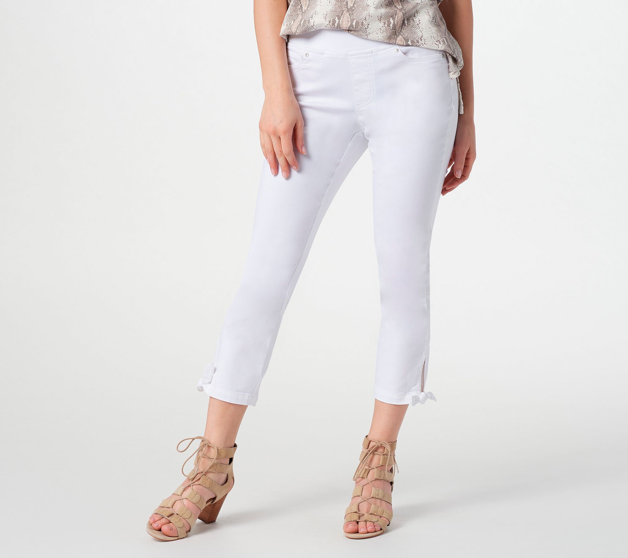 Belle by Kim Gravel Primabelle Twill Cropped Jeans w SideTie - QVC.com