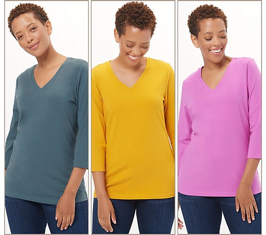 Denim & Co. Perfect Jersey Set of Three 3/4-Sleeve Tops