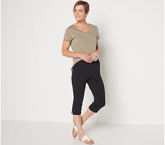 As Is Belle by Kim Gravel Ponte Knit Capri Pants with Side Vents