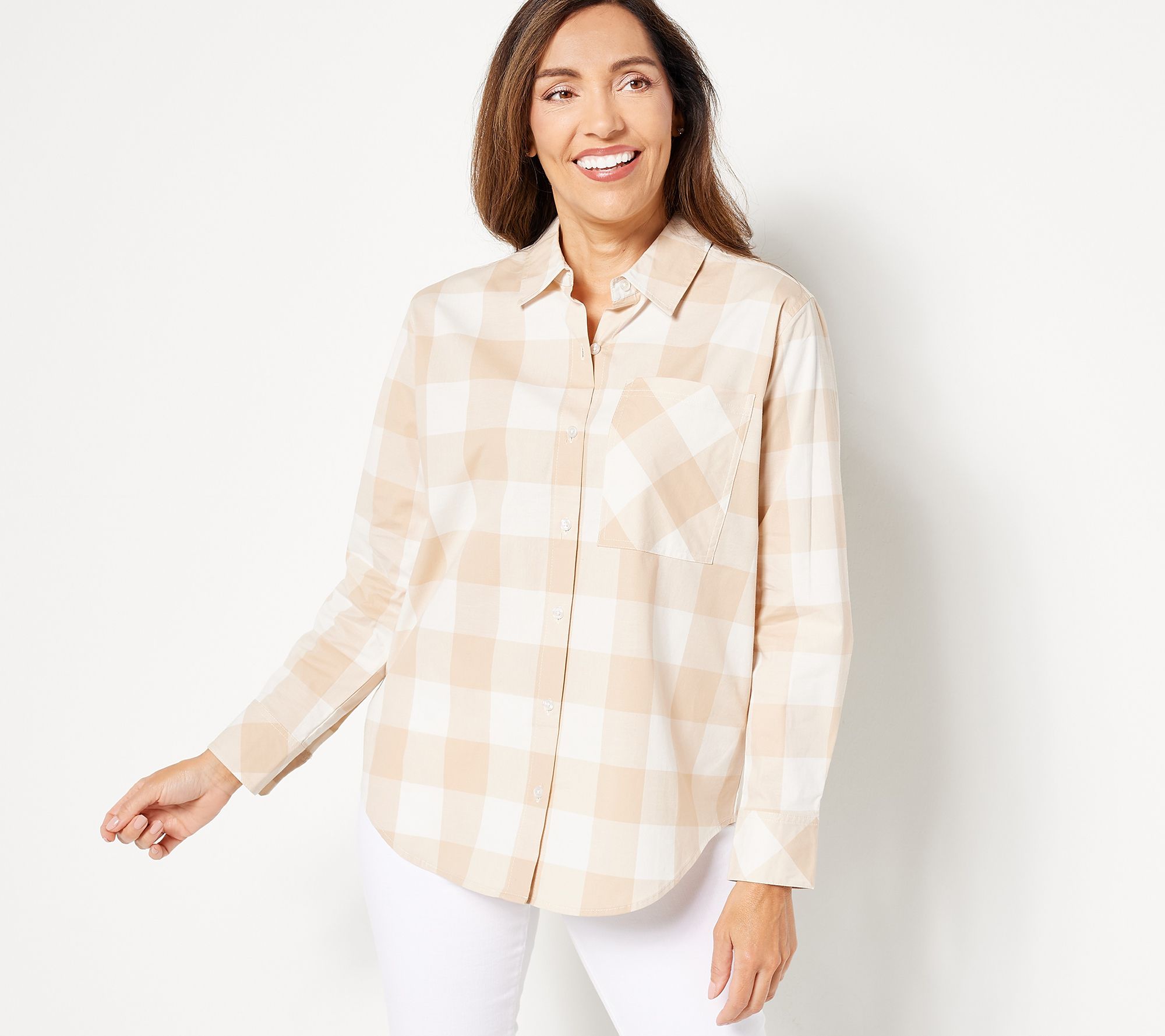 "As Is" Studio Park x Leah WilliamsStretch Poplin Button Front Shirt