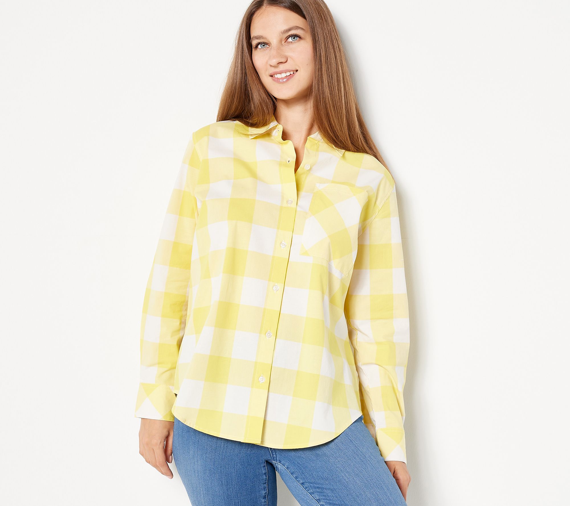 "As Is" Studio Park x Leah WilliamsStretch Poplin Button Front Shirt