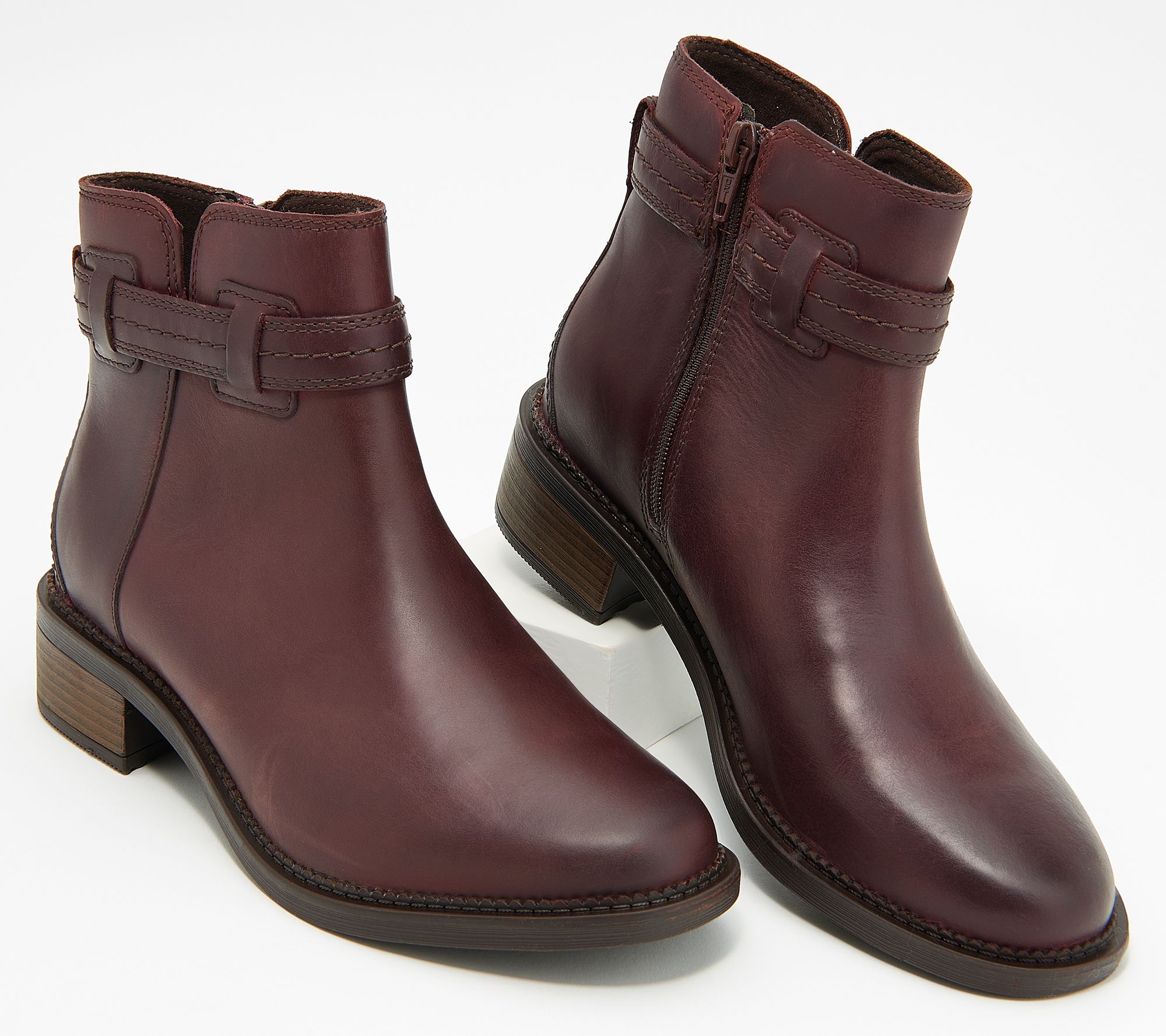 Clarks Collection Leather Ankle Boots Maye Ease QVC