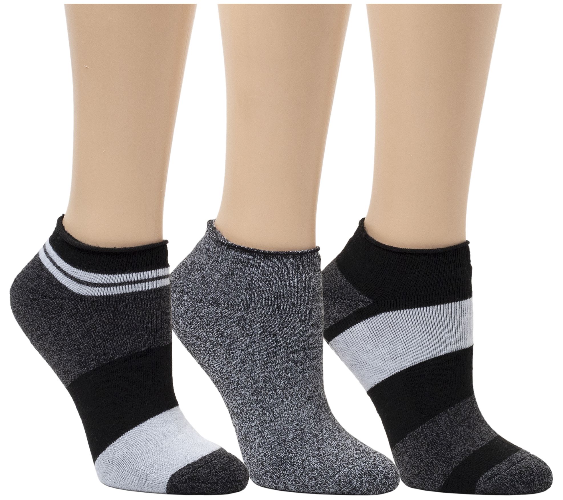 Dearfoams Ladies' Lounge Full Terry Color BlockRoll Top Socks