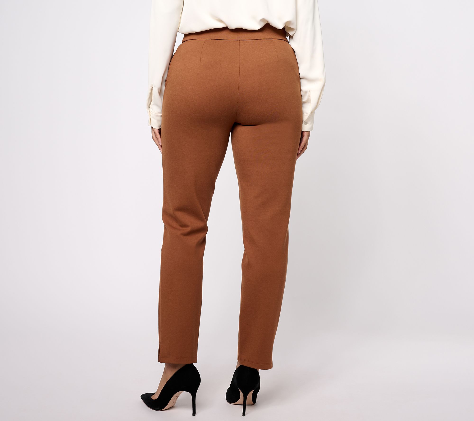 Dennis Basso Ponte Pull On Slim Leg Ankle Pants w/ Pockets - QVC.com