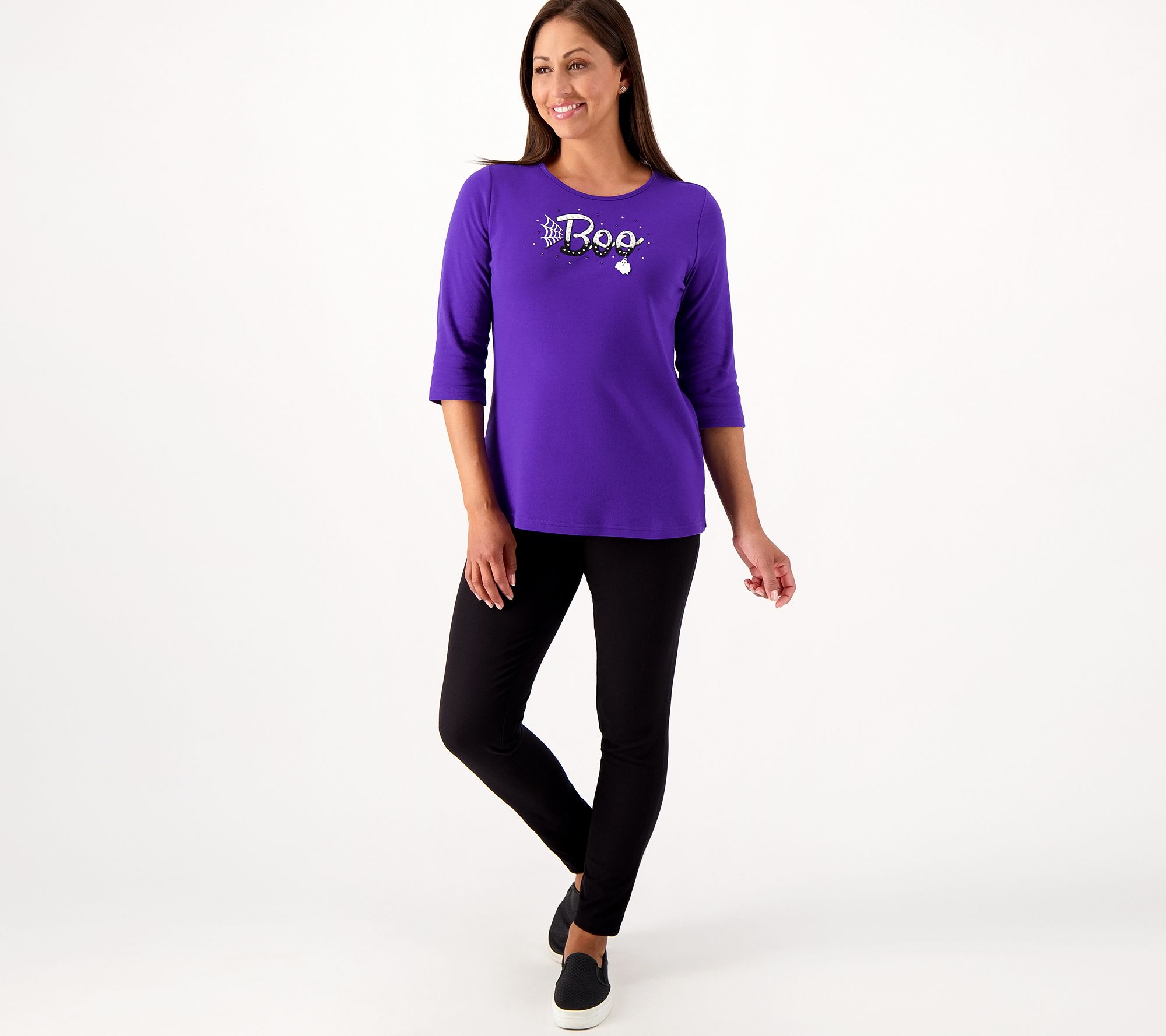 "As Is" Quacker Factory Fall Charm 3/4 Sleeve Top