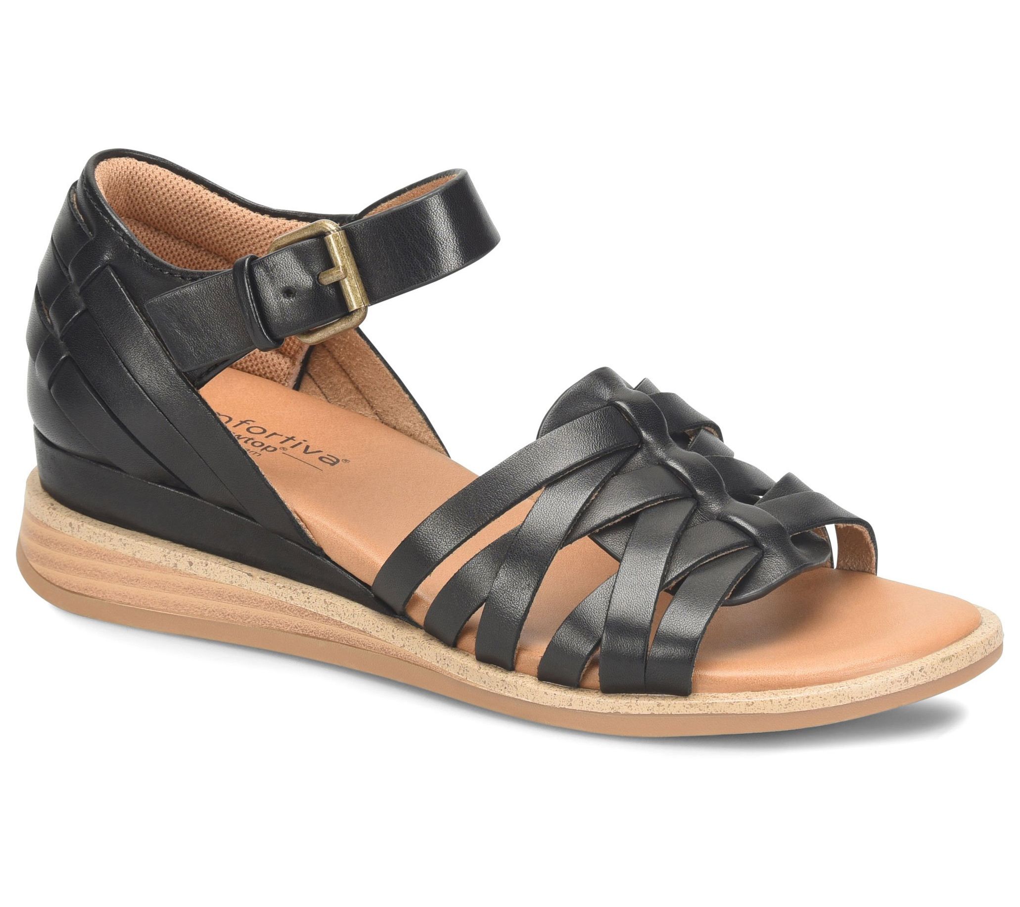 Comfortiva Leather Huarache Sandal - Marina - QVC.com