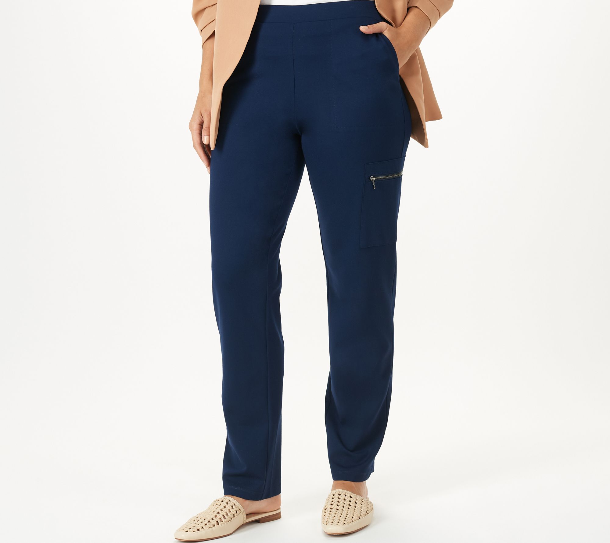 "As Is" Susan Graver Regular Supreme Knit Straight Leg Pants w/ Pocket