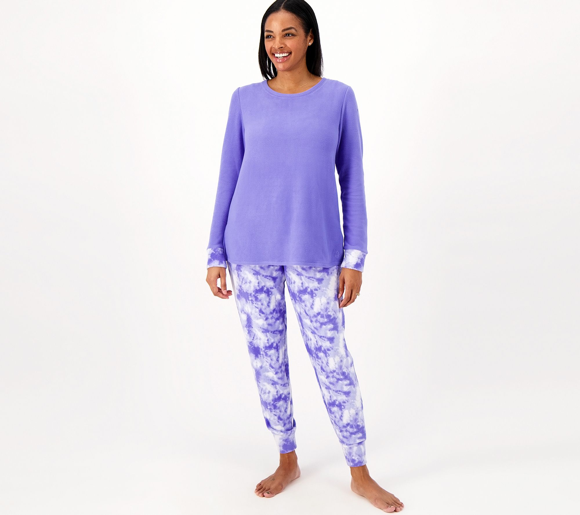 "As Is" Cuddl Duds Fleecewear with Stretch Regular Jogger Pajama Set