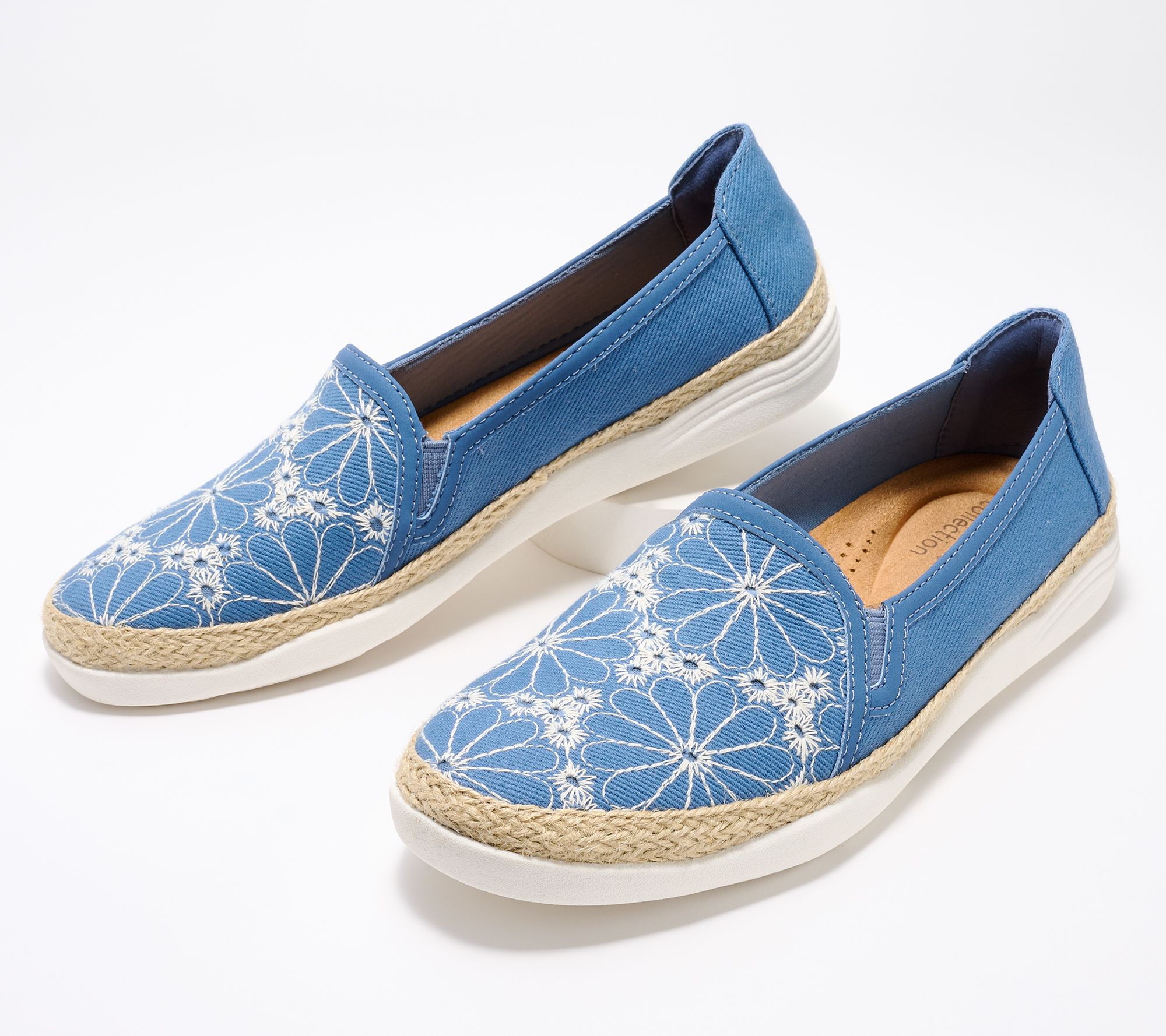 "As Is" Clarks Collection Embroidered Canvas Slip-Ons - Elaina Harbor