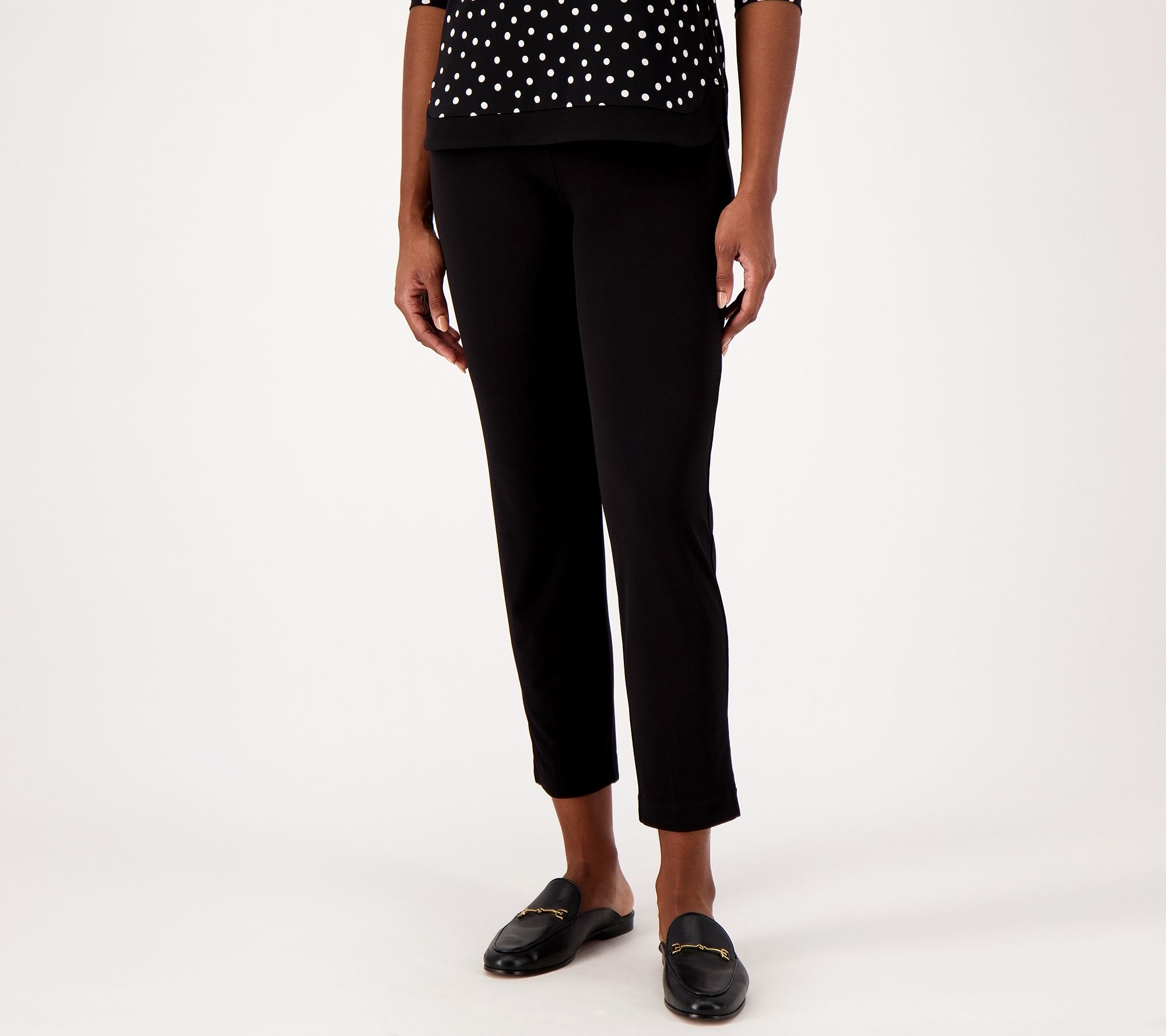 "As Is" Susan Graver Liquid Knit Regular Ava Slim Ankle Pants