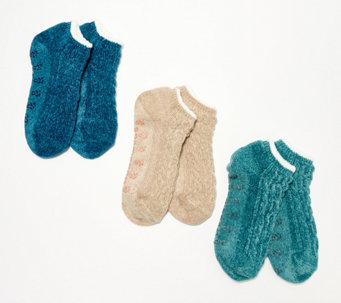 Cuddl Duds Set of 3 Vitamin E Chenille Footie Socks