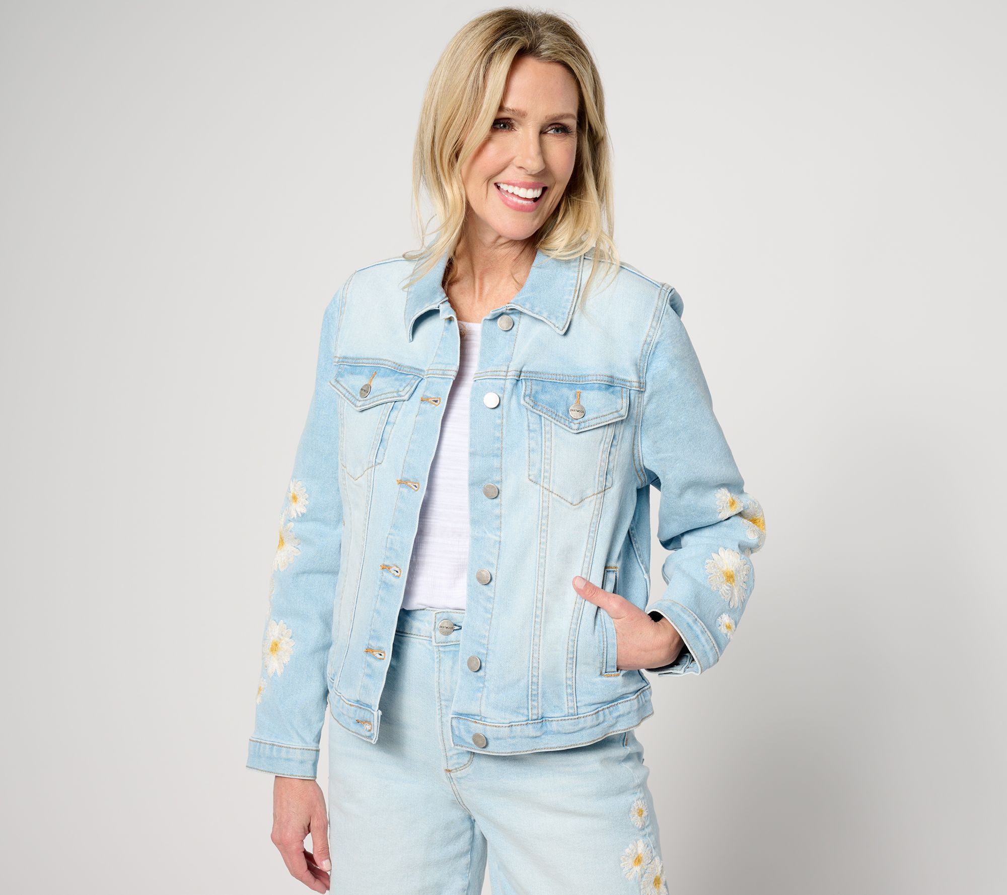Driftwood Jeans Classic Embroidered Denim Jacket - Daisy 